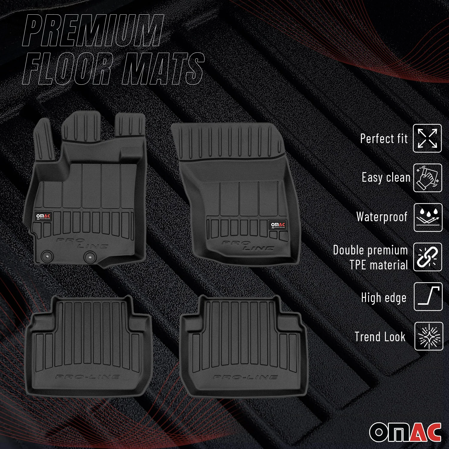 OMAC Gummi Fußmatten für Peugeot 4007 2007-2013 Premium TPE Automatten 4tlg - Image 2