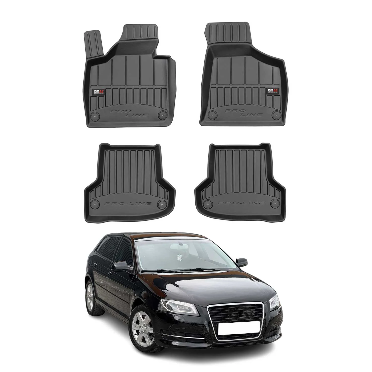 OMAC Gummi Fußmatten für Audi A3 8P1 8PA 3tür 2003-2013 Premium Automatten 4tlg