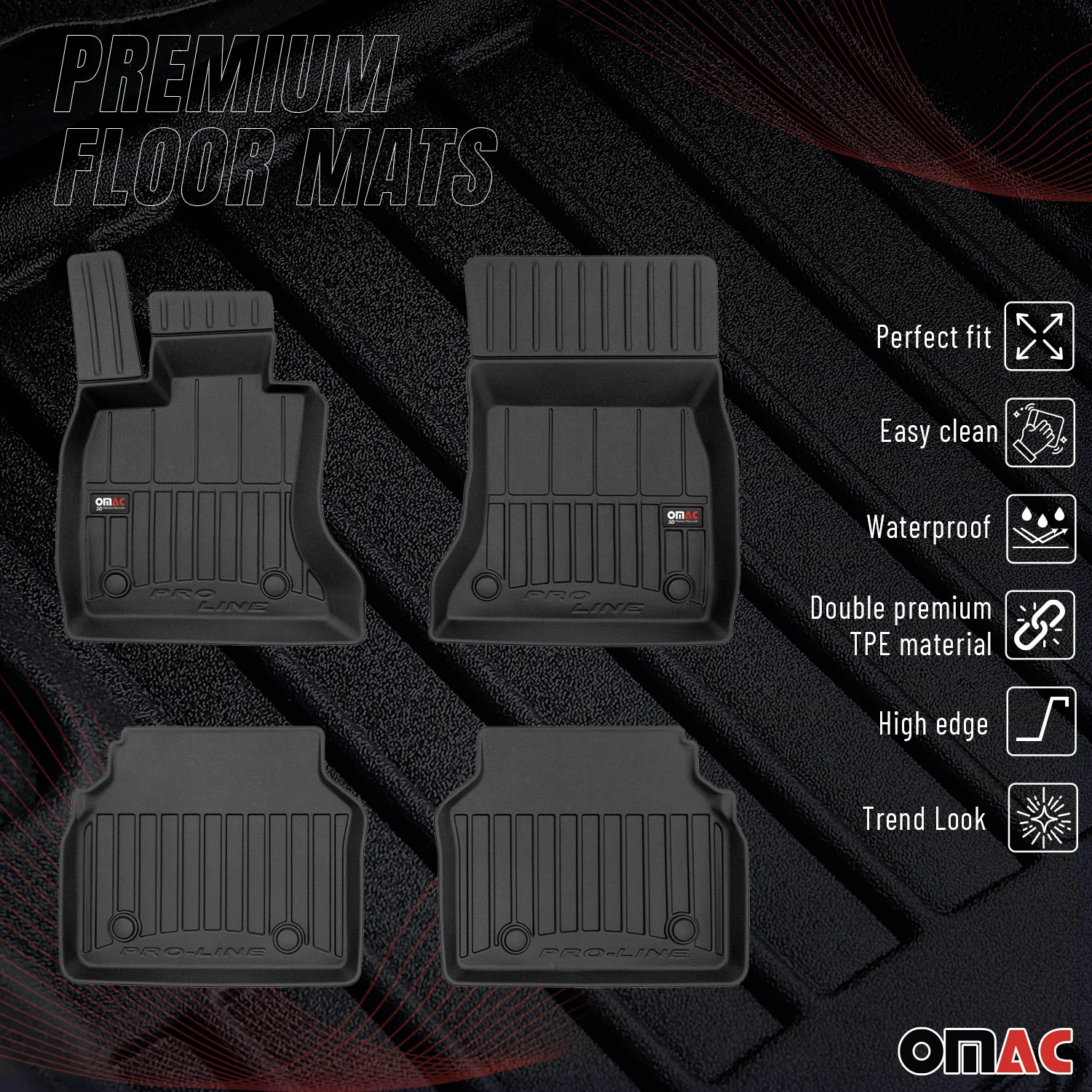 OMAC Gummi Fußmatten für BMW 5er Gran Turismo F07 2009-2017 Premium TPE 4x - Image 2