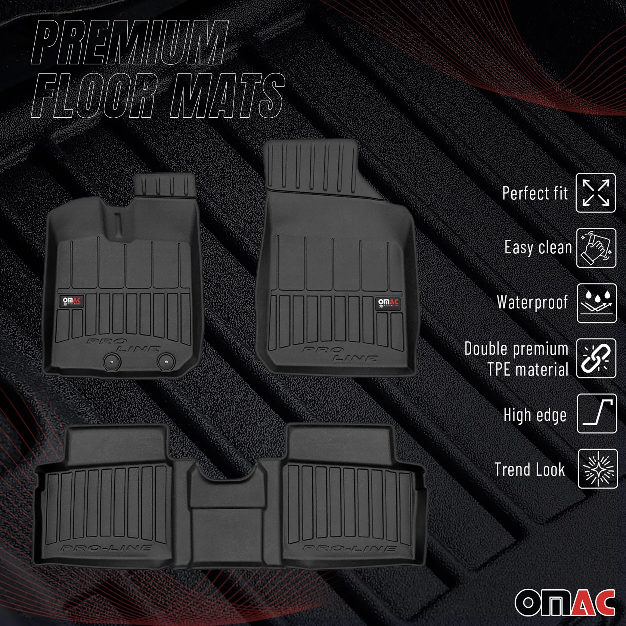 OMAC Gummi Fußmatten für Dacia Spring 2021-2026 Premium TPE Automatten 4tlg - Image 2