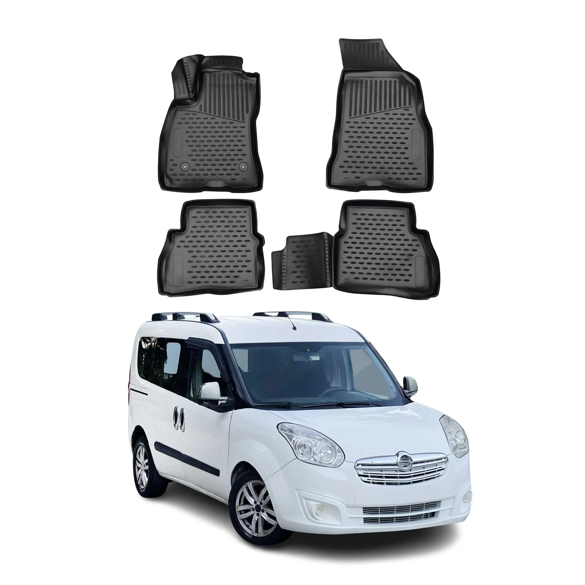 OMAC Gummimatten Fußmatten für Opel Combo 2010-2018 TPE Automatten Schwarz 4x