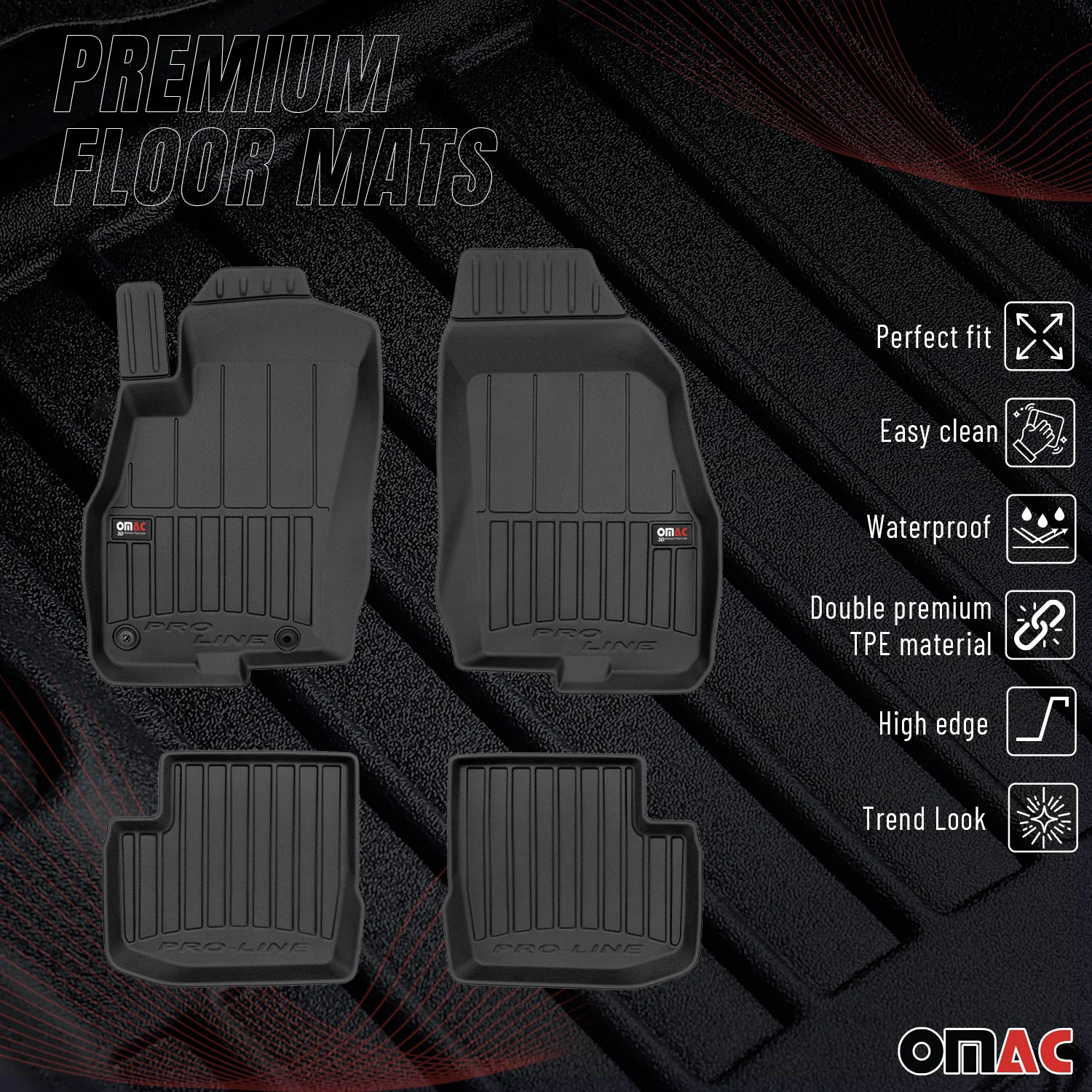 Fußmatten Gummimatten für Fiat Grande Punto 2005-2009 Premium Schwarz TPE 4x - Image 2