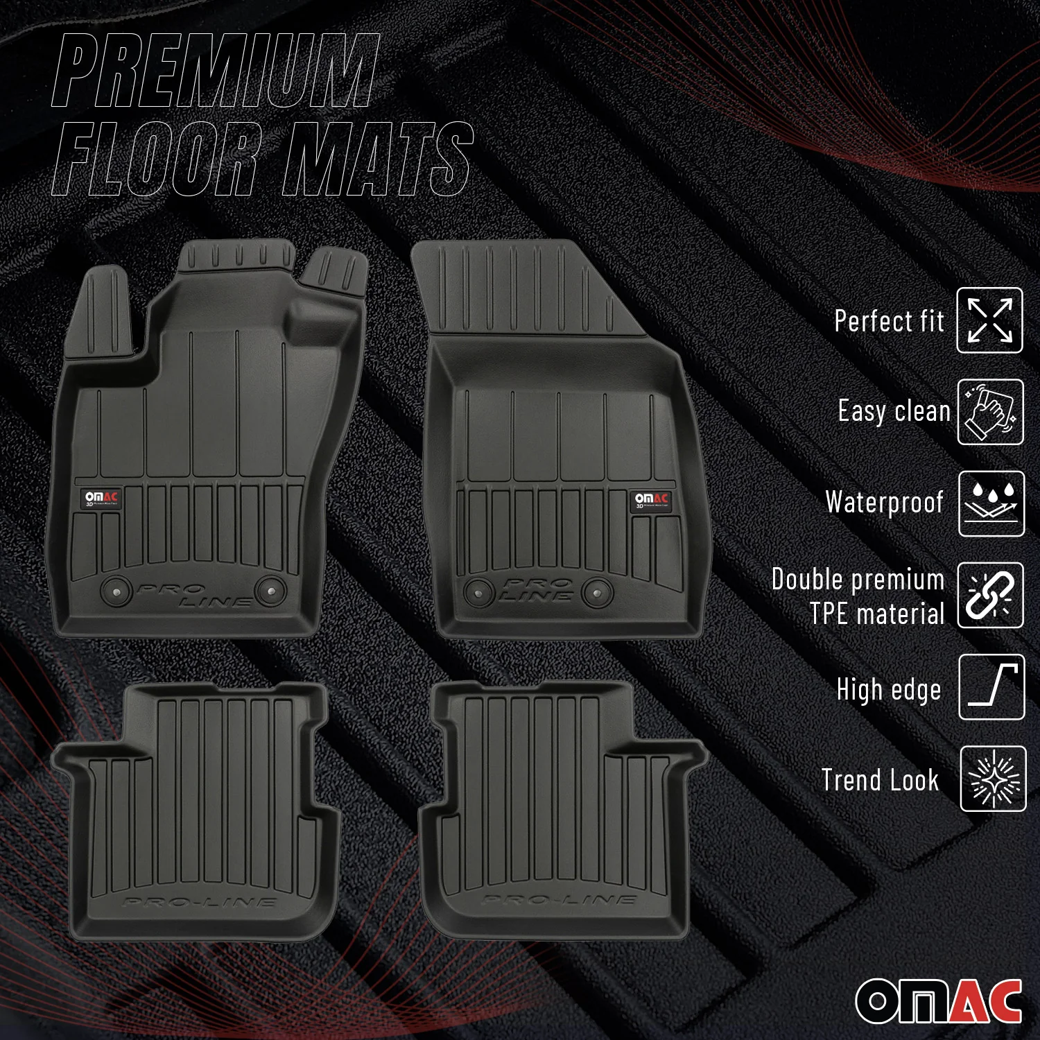 OMAC Gummi Fußmatten für Fiat Tipo Kombi 2015-2026 Premium TPE Automatten 4tlg - Image 2