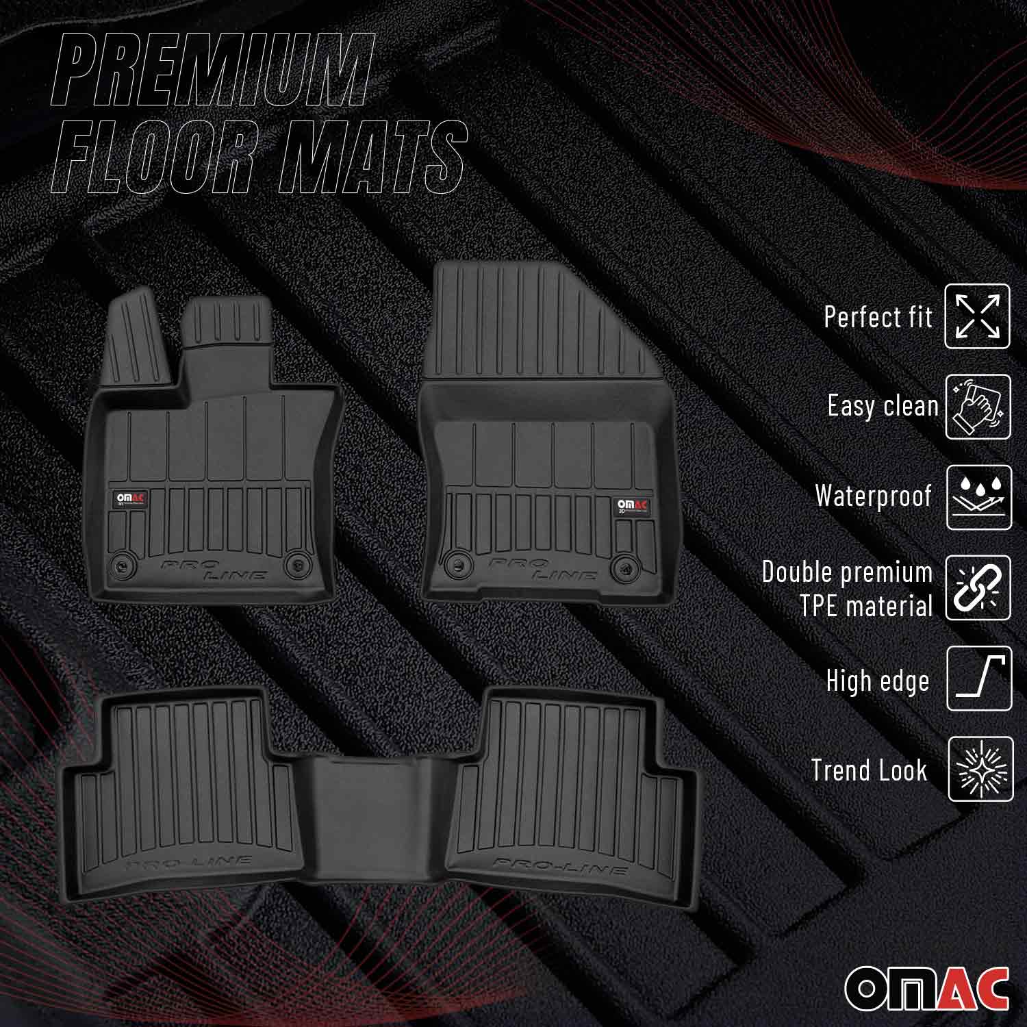 OMAC Gummi Fußmatten für Ford Mustang Coupe 2015-2023 Premium Gummi Schwarz 4tlg - Image 2