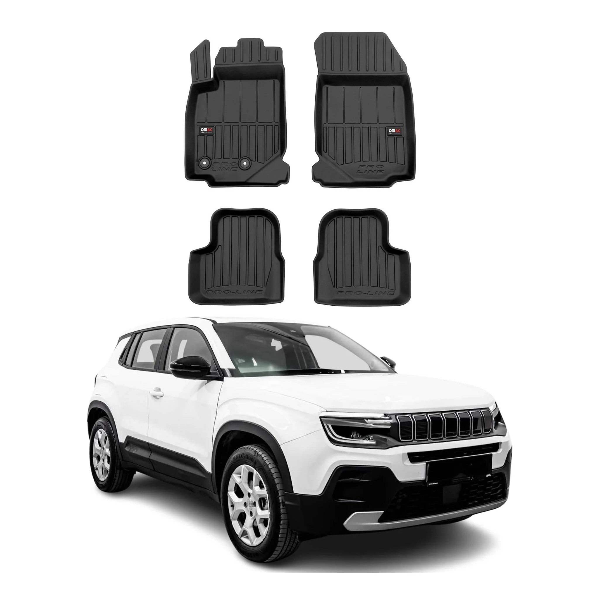 Fußmatten Gummimatten für Jeep Avenger 2023-2026 OMAC Premium 3D Schwarz TPE 3x