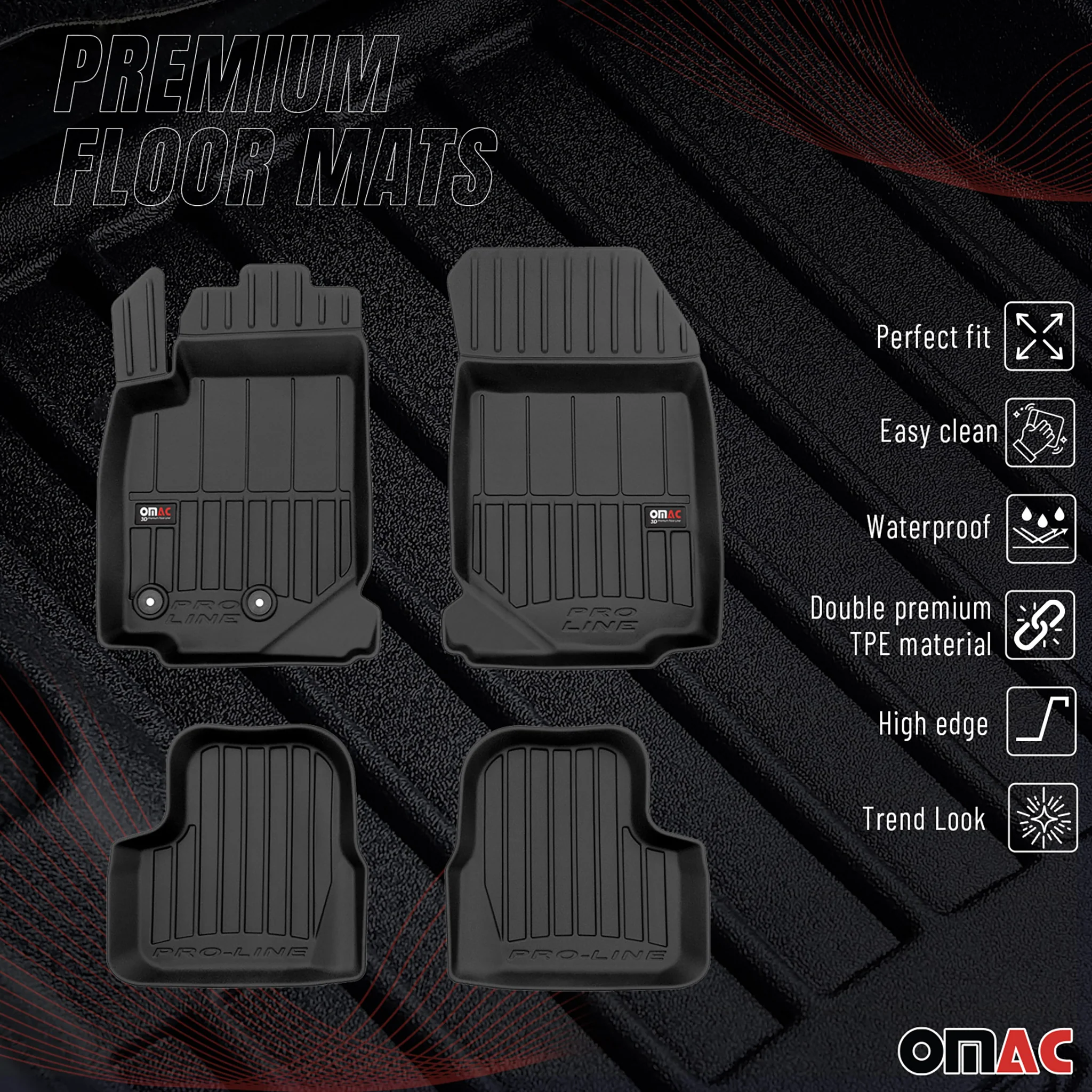 Fußmatten Gummimatten für Jeep Avenger 2023-2026 OMAC Premium 3D Schwarz TPE 3x - Image 2