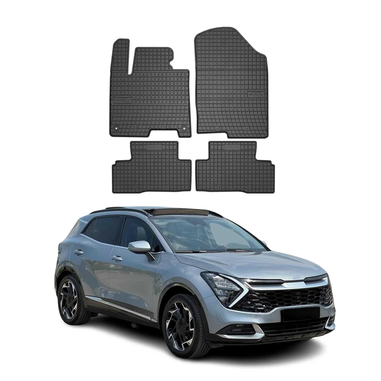 OMAC Gummi Fußmatten für Kia Sportage Hybrid 2023-2026 Automatten Schwarz 4x