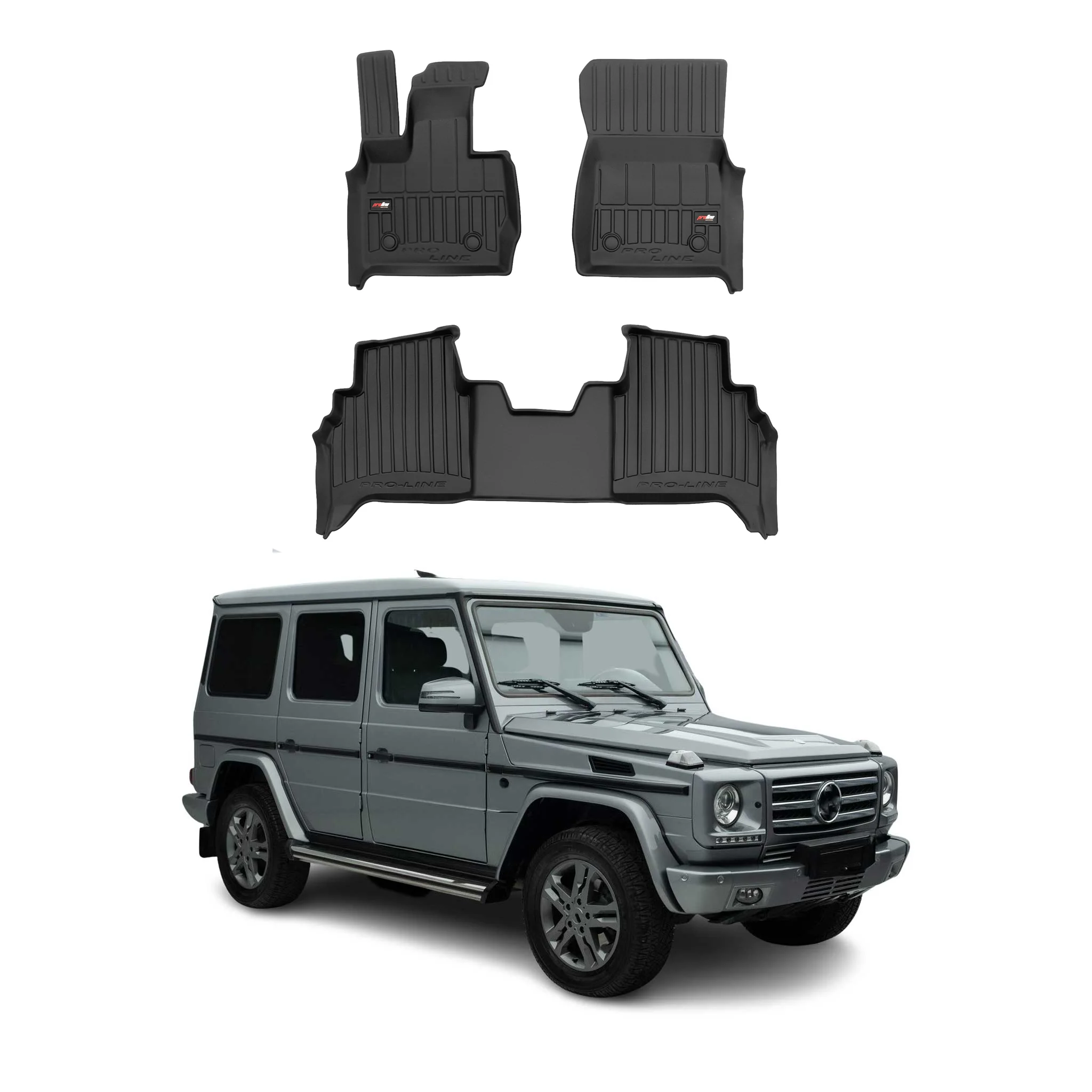 Fußmatten Gummimatten für Mercedes G-Klasse W464 2022-2026 Premium Schwarz 3x