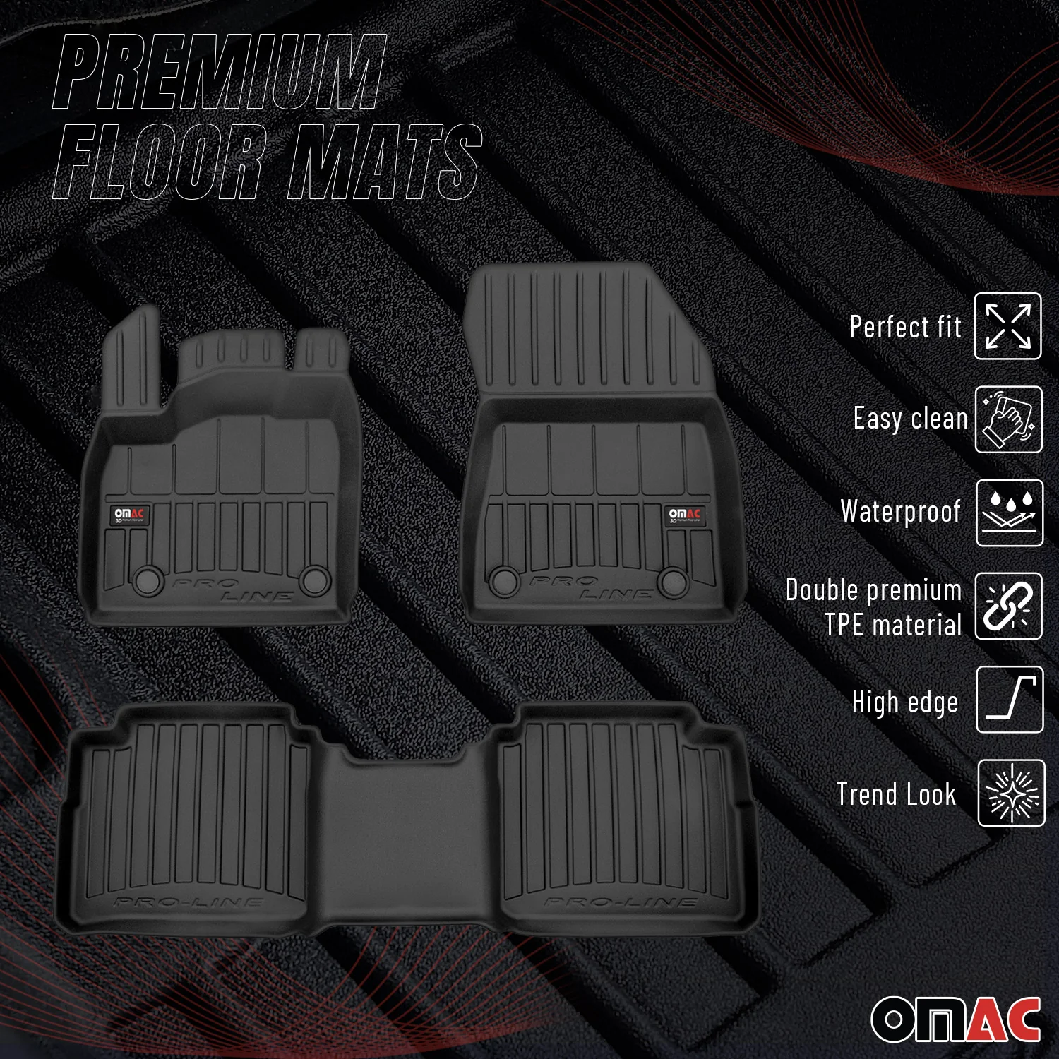 Fußmatten Gummimatten für Nissan X-Trail IV T33 2022-2026 Premium Schwarz TPE 3x - Image 2