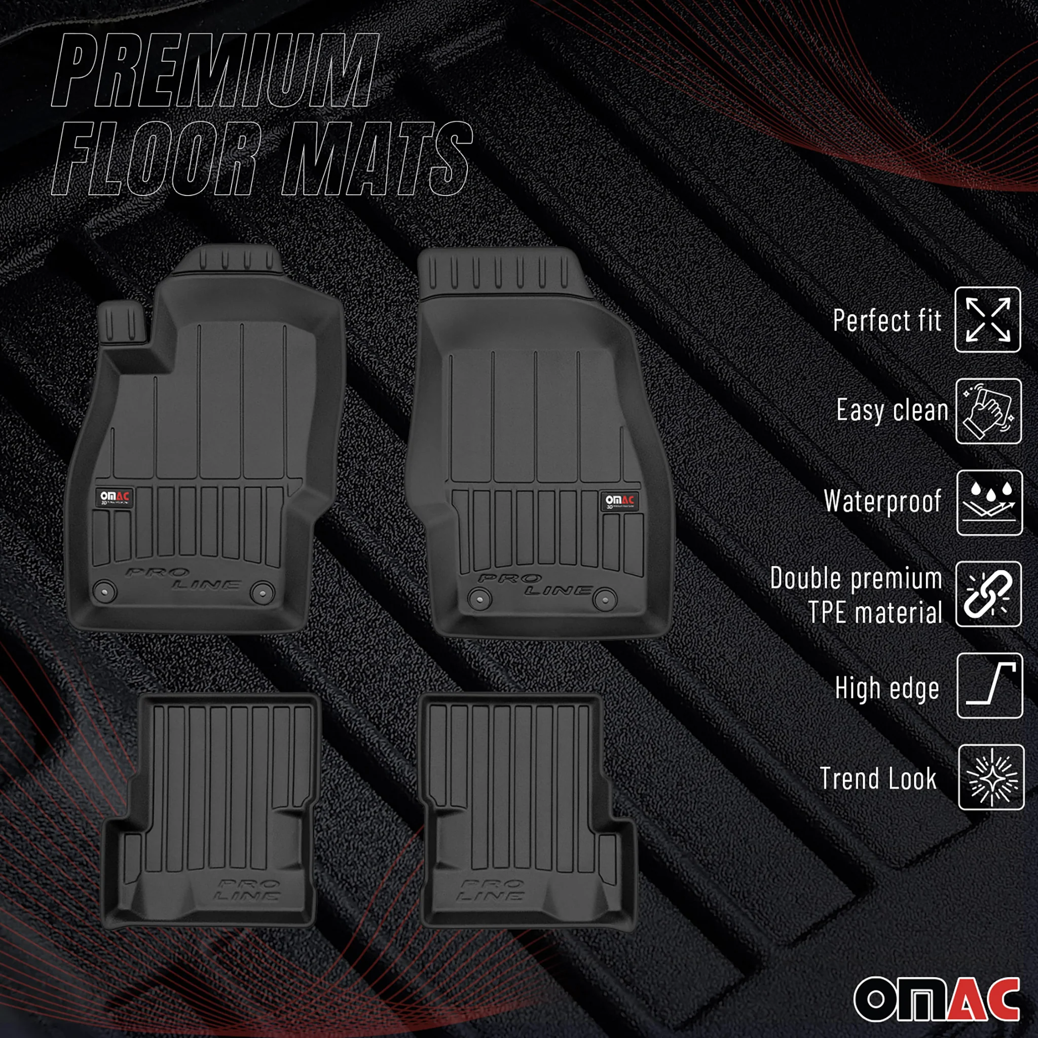 OMAC Gummi Fußmatten für Opel Adam 2012-2019 Premium TPE 3D Automatten 4tlg - Image 2