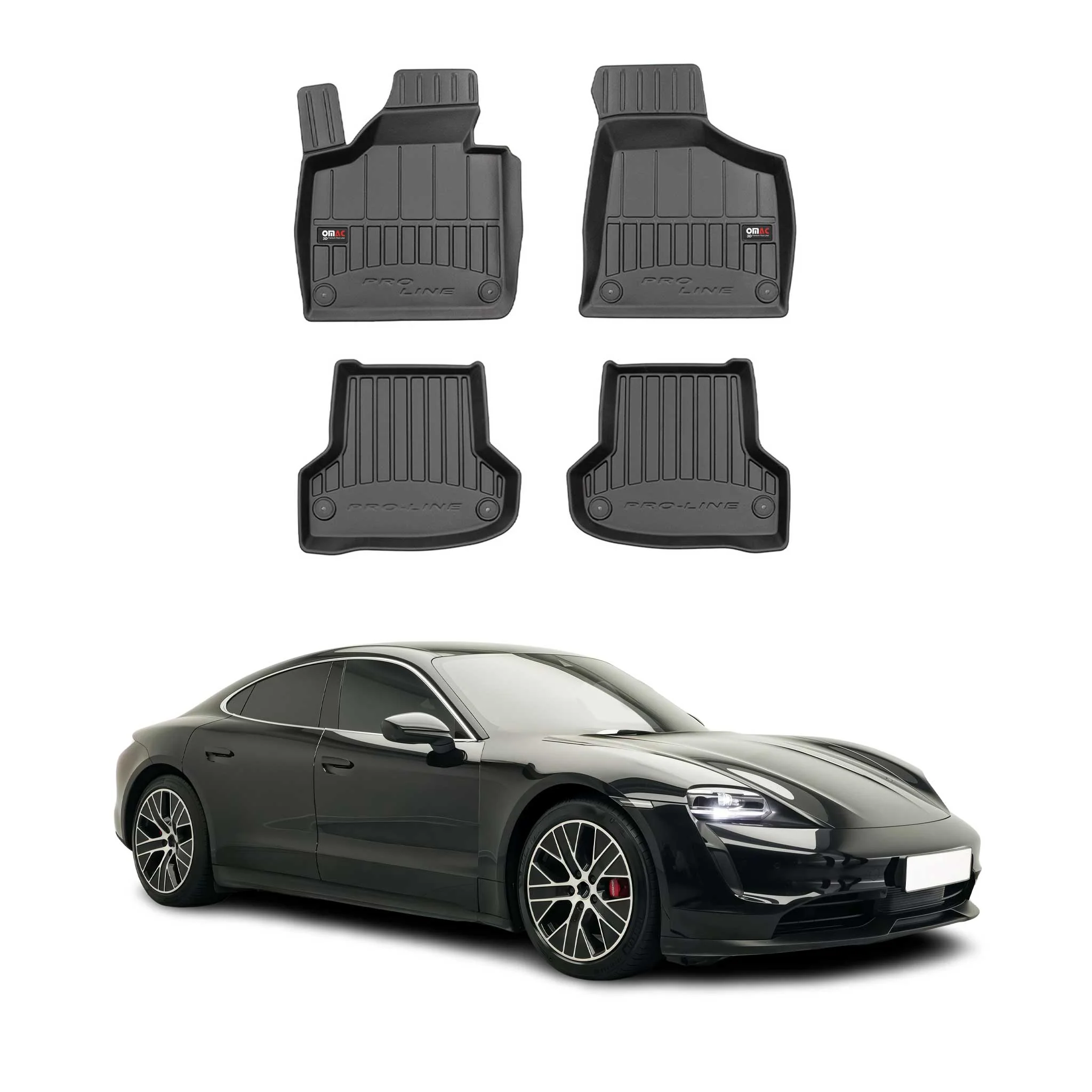 OMAC Gummi Fußmatten für Porsche Taycan 2019-2024 Premium TPE Automatten 4tlg