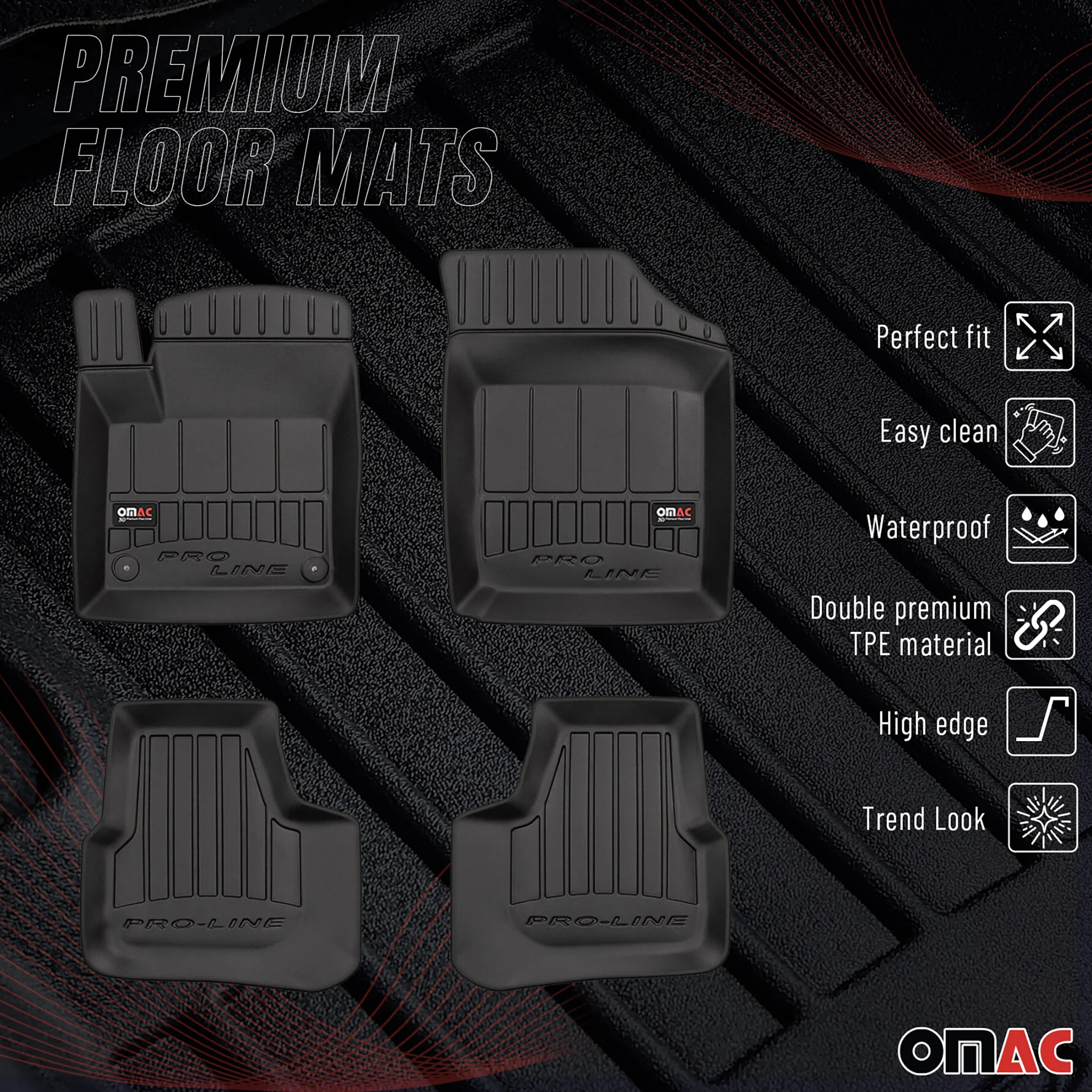 OMAC Gummi Fußmatten für Seat Mii 2011-2019 Premium TPE 3D Automatten Schwarz 4x - Image 2