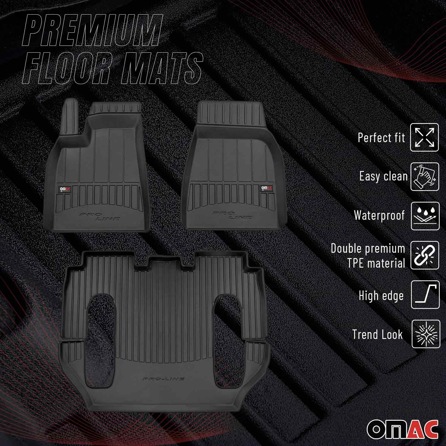 OMAC Gummi Fußmatten für Tesla Model X 2016-2020 Premium TPE Automatten 3tlg - Image 2