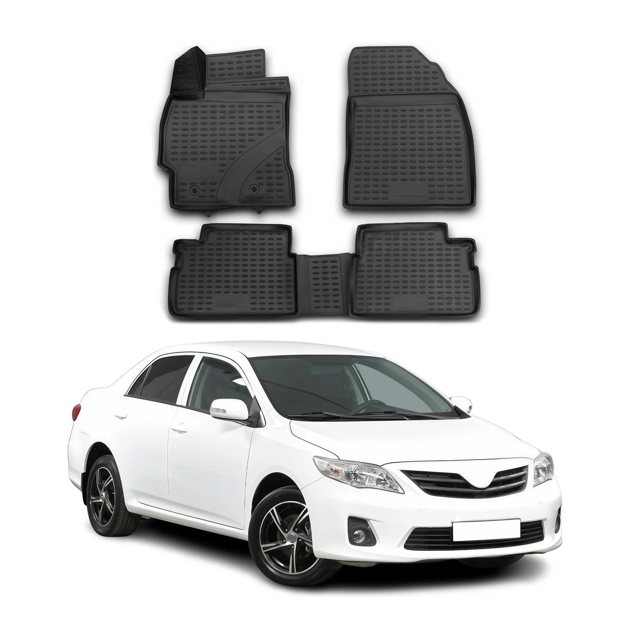 OMAC Gummimatten Fußmatten für Toyota Corolla 2007-2013 TPE Automatte Schwarz 4x