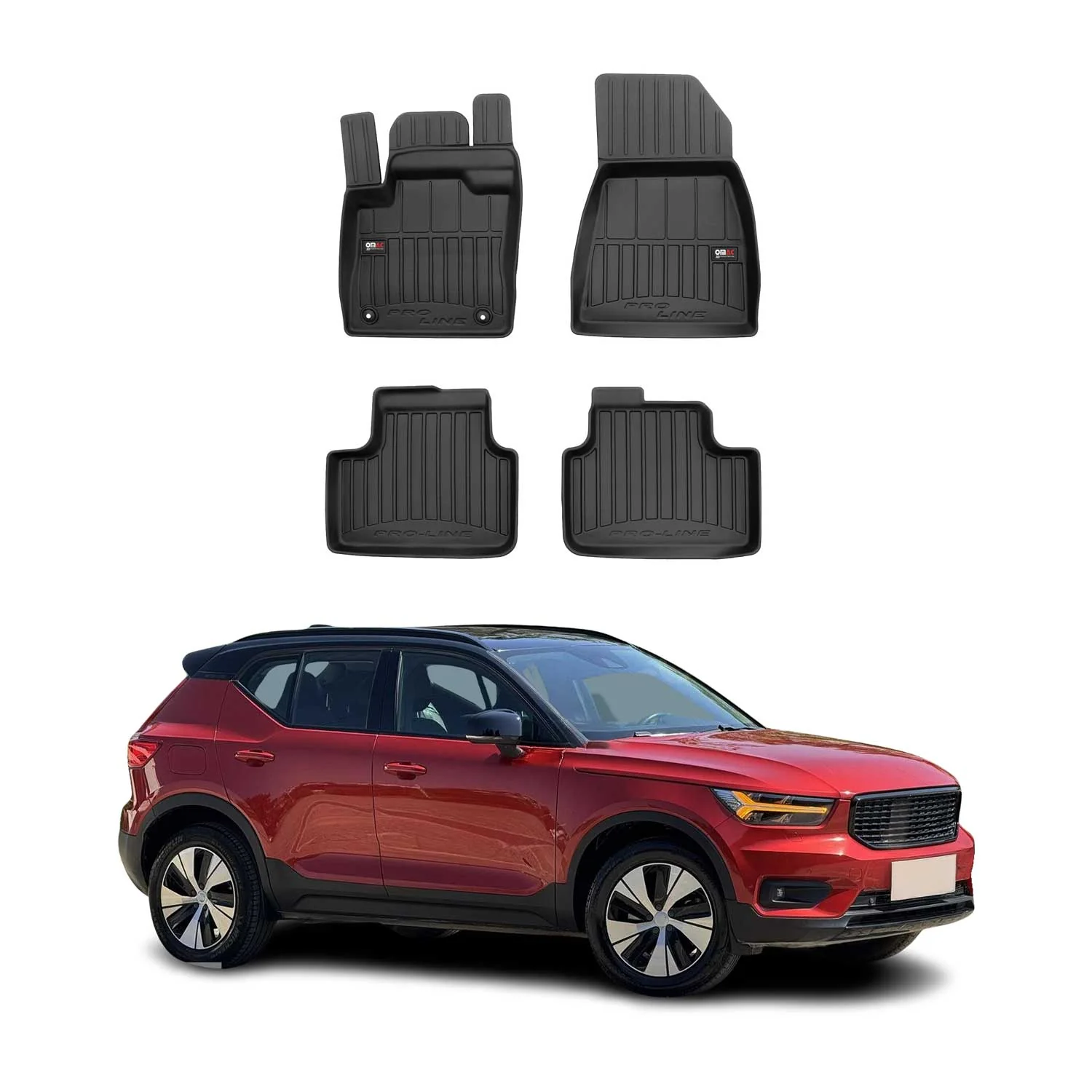 Fußmatten Gummimatten für Volvo XC40 Recharge 2020-2026 Premium Schwarz TPE 4x