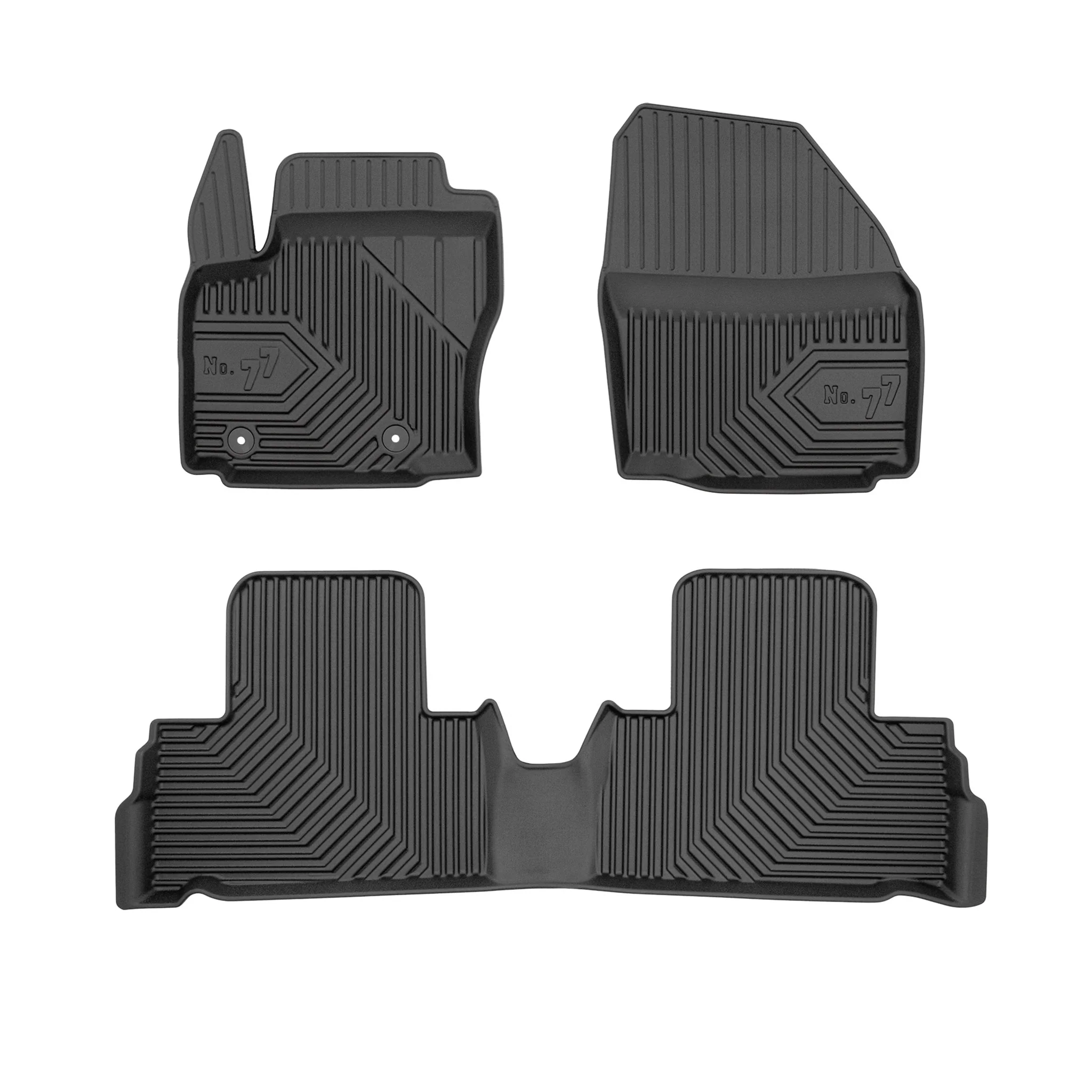 Fußmatten Gummimatten No.77 für Ford S-Max I 2006-2014 TPE Gummi Schwarz 3 tlg
