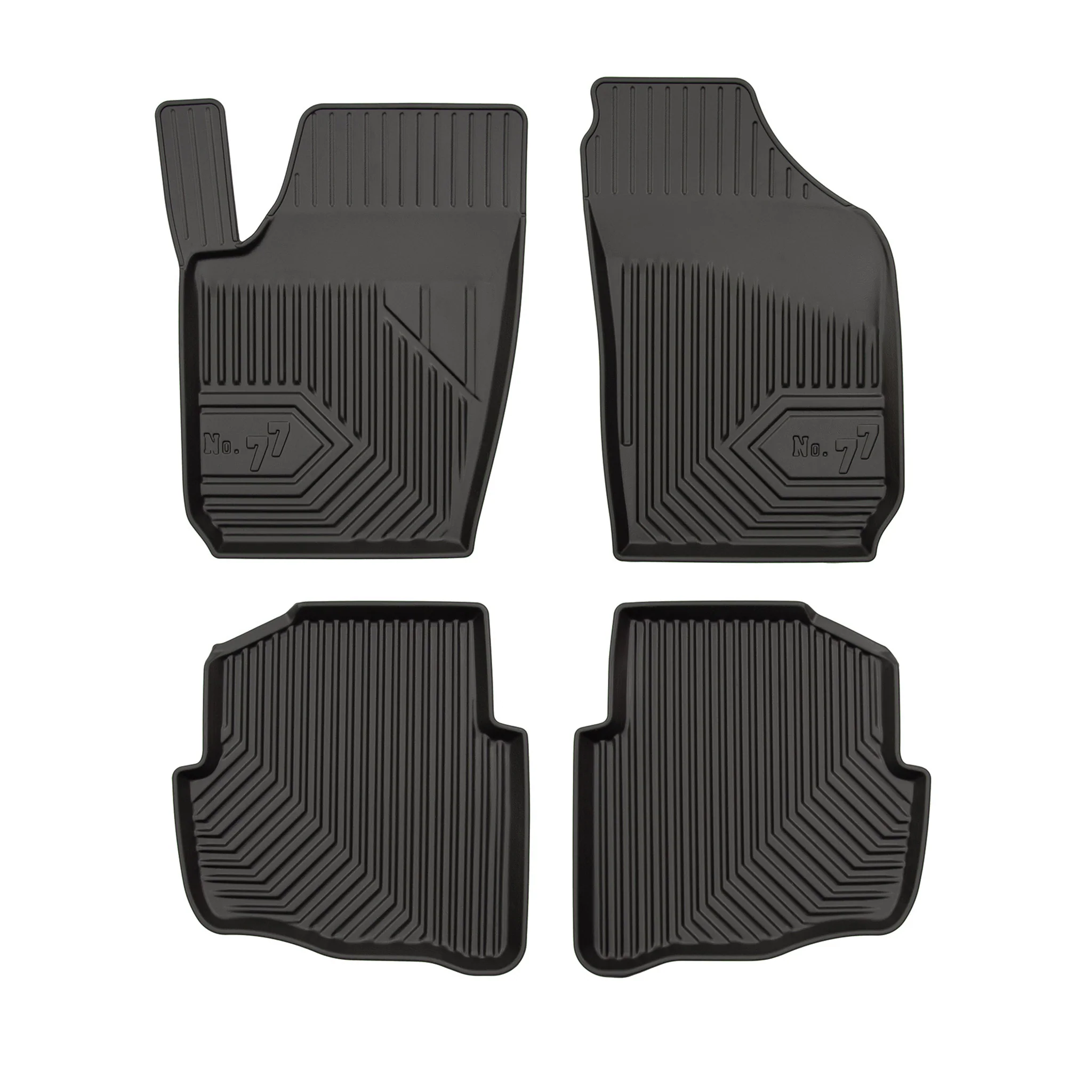 Fußmatten Gummimatten No.77 für Skoda Fabia I 1999-2008 TPE Schwarz 4 Teile