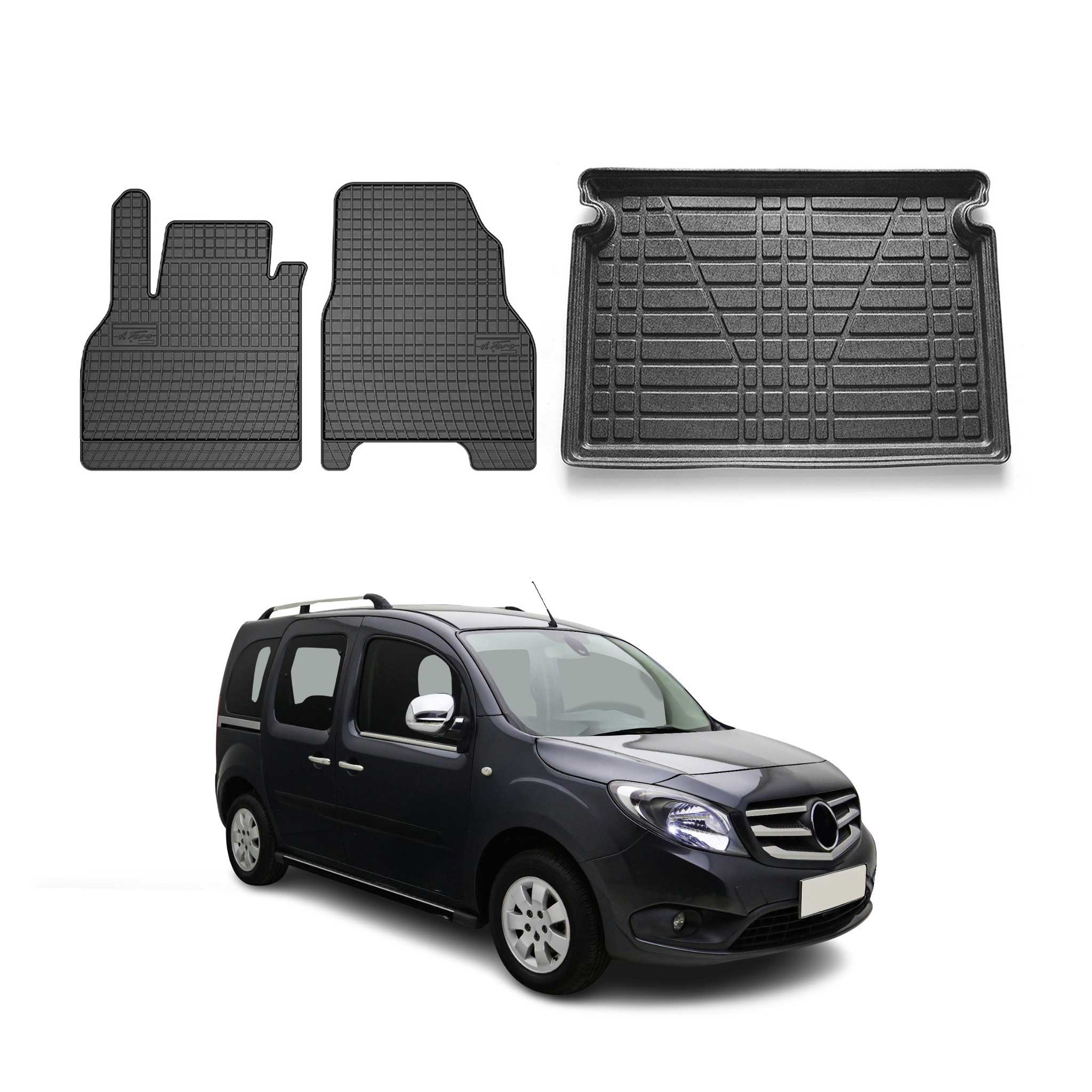 Fußmatten & Kofferraumwanne Set für Mercedes Citan W420 2021-2021 Gummi 3x