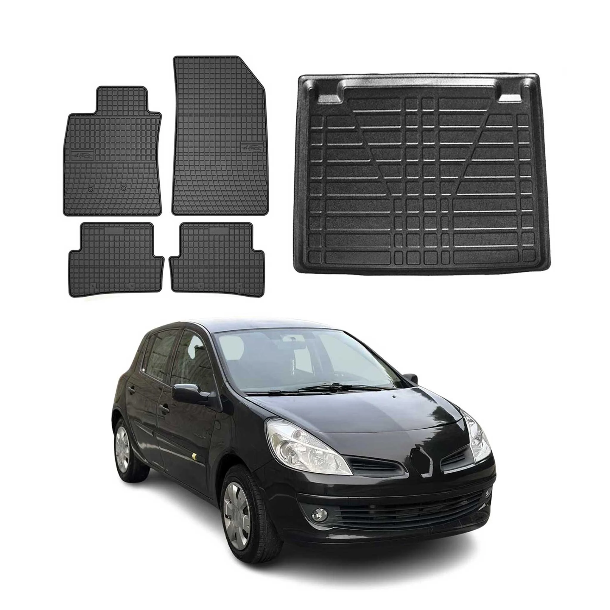 Fußmatten & Kofferraumwanne Set für Renault Clio Kombi 2006-2012 Gummi 5x