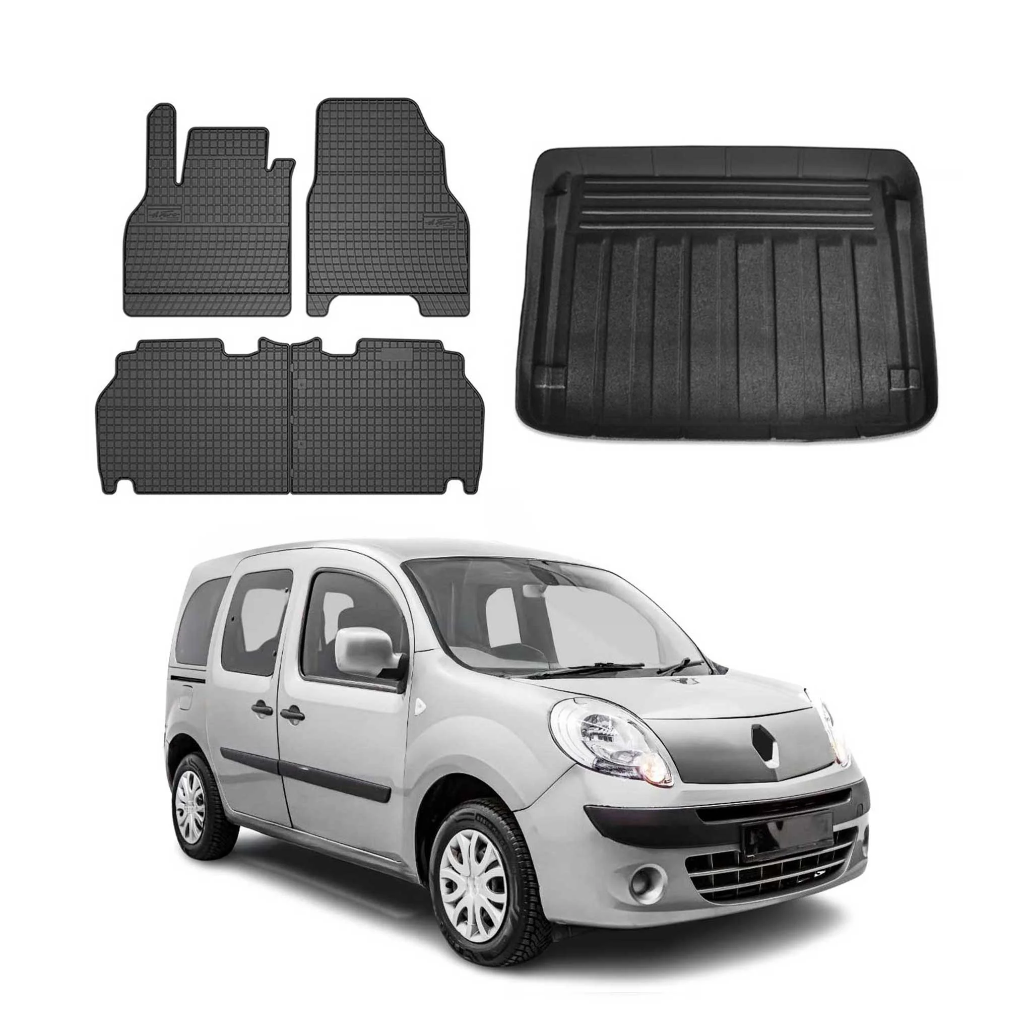 Fußmatten & Kofferraumwanne Set für Renault Kangoo Expression 2008-2010 Gummi 5x