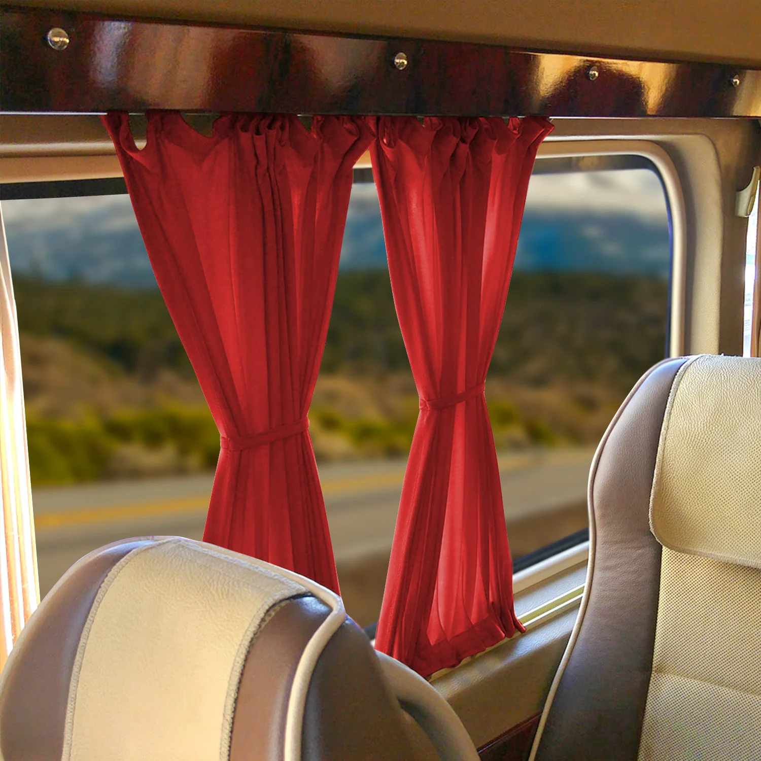 Gardinen Sonnenschutz MAß für Ford Transit 2006-2014 Kurzer Doppelhecktür Rot 6x - Image 7