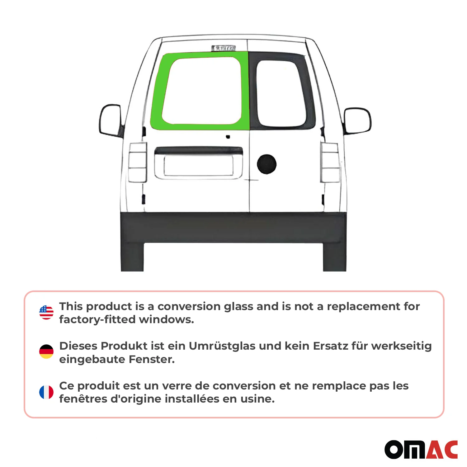 Heckscheibe Fenster für VW Caddy 2003-2020 Doppelflügeltür Hinten Links L1 L2 - Image 2