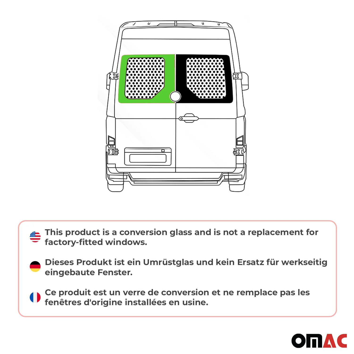 Heckscheibe Fenster für VW Crafter 2017-2026 Doppelflügeltür Hinten Links L2 L3 - Image 2