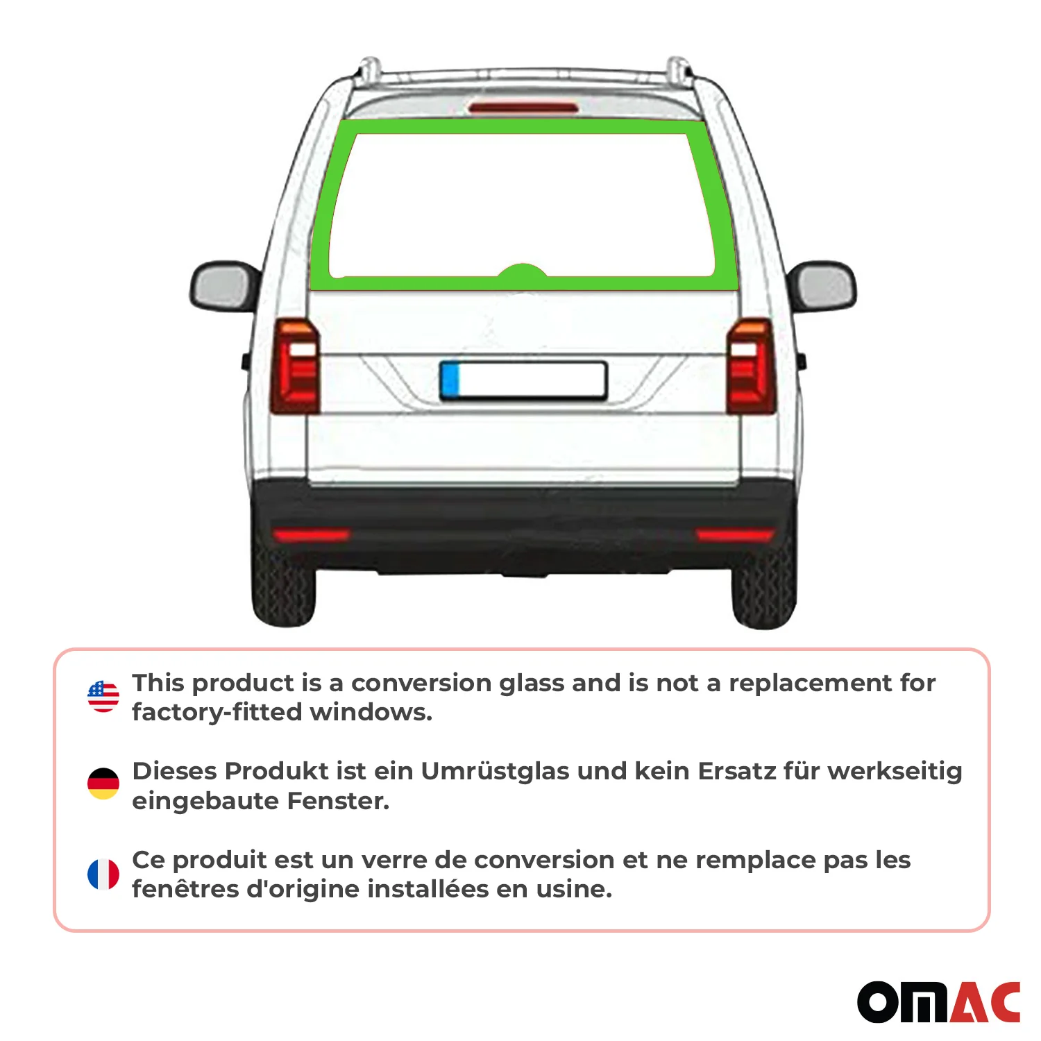 Heckscheibe Heckklappenfenster für VW Caddy 2003-2020 L1 L2 Hinten Auto Schwarz - Image 2