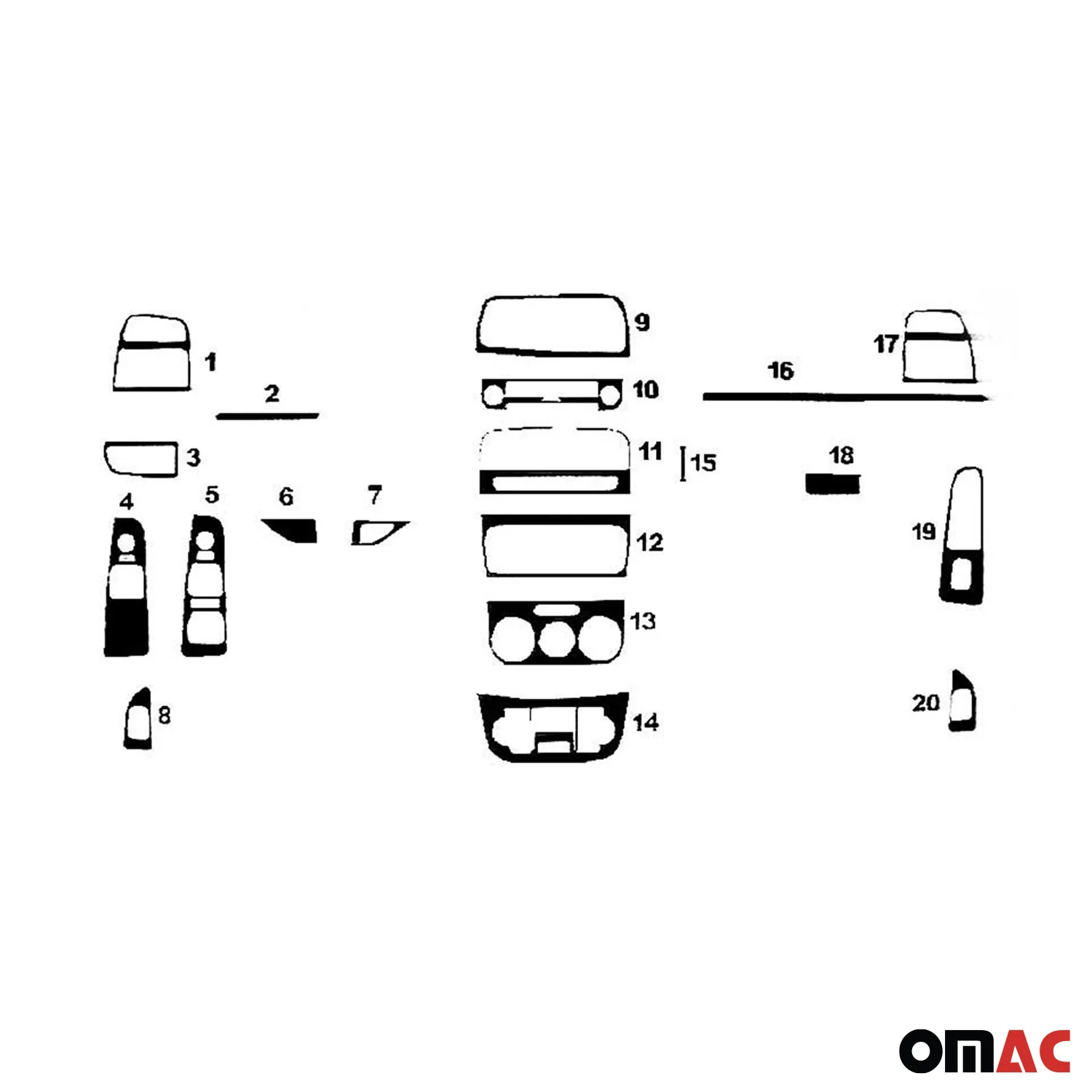 Innenraum Dekor Cockpit für Fiat Linea 2007-2018 Piano Schwarz Optik 20 tlg - Image 2