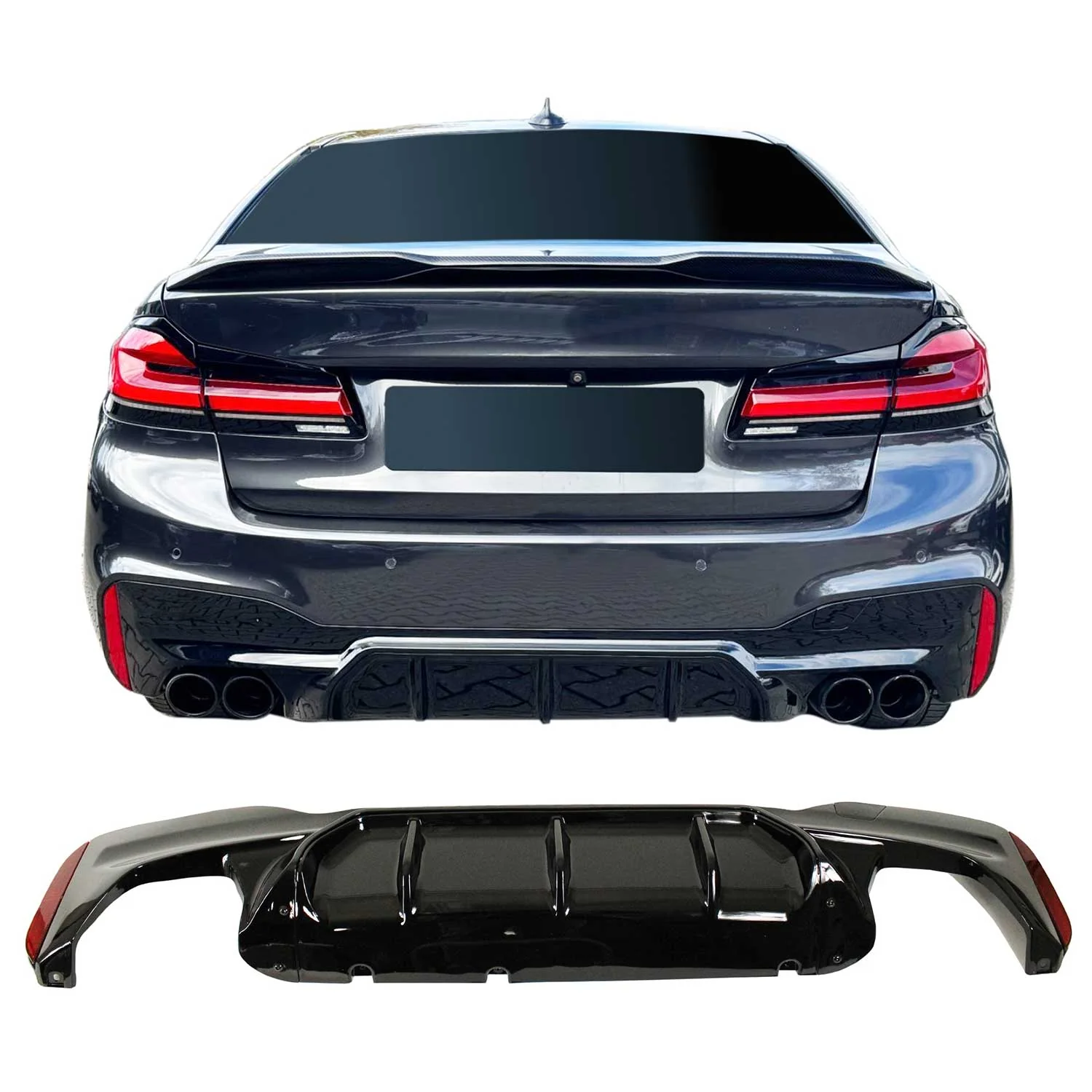 JOM Heckdiffusor Spoilerlippe für BMW 5er G30 / G31 2017-2020 schwarz glänzend