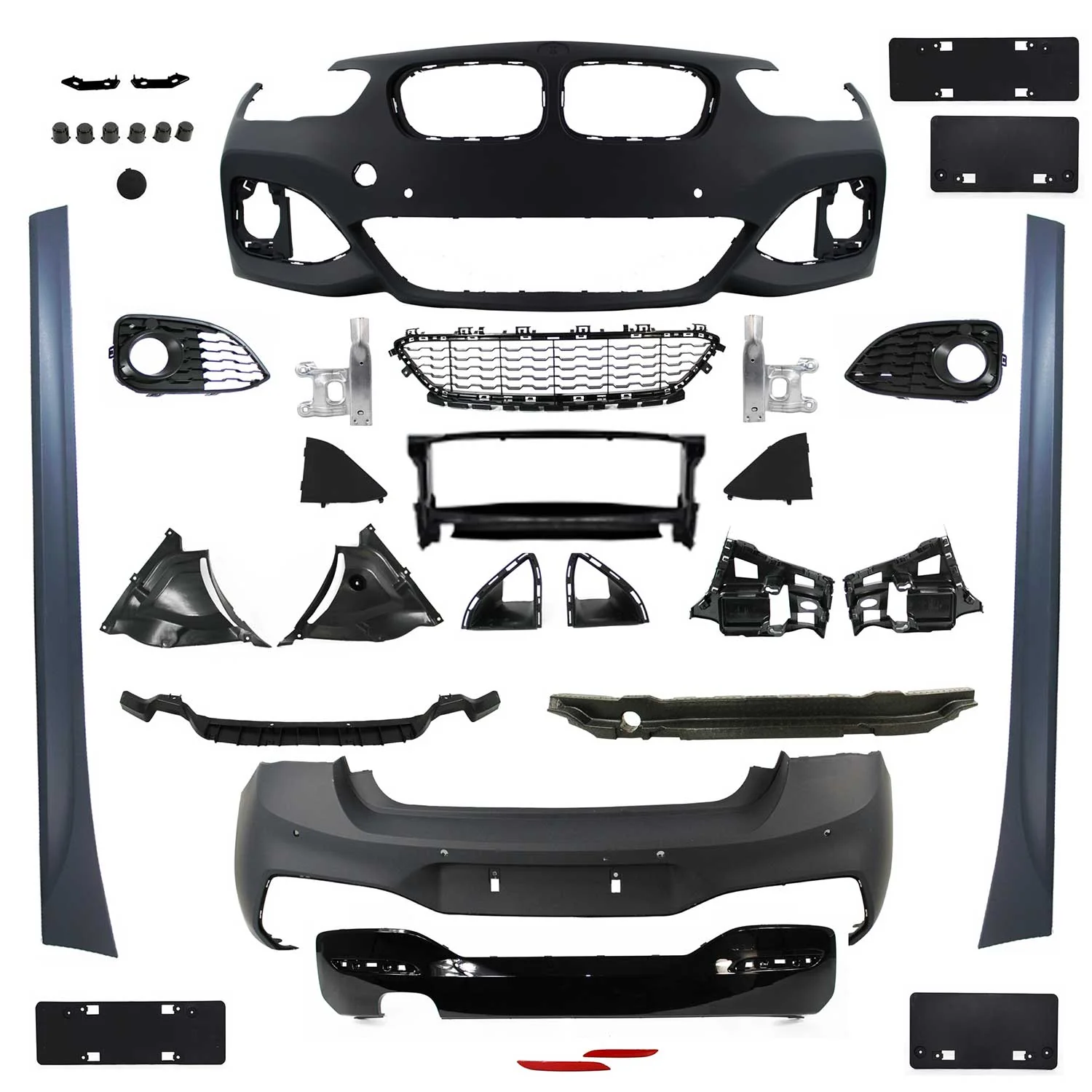 JOM Stoßstangen Kit & Seitenschweller für BMW F20 LCI 5-türer 2015-2019 Schwarz