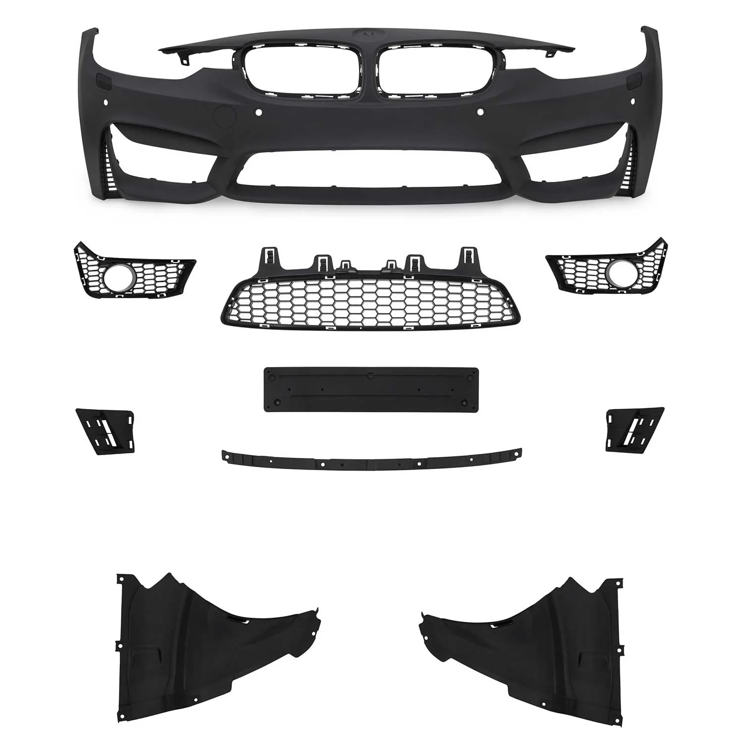 JOM Stoßstangen Kit & Seitenschweller für BMW F30 inkl. LCI 2011-2019 Schwarz - Image 2