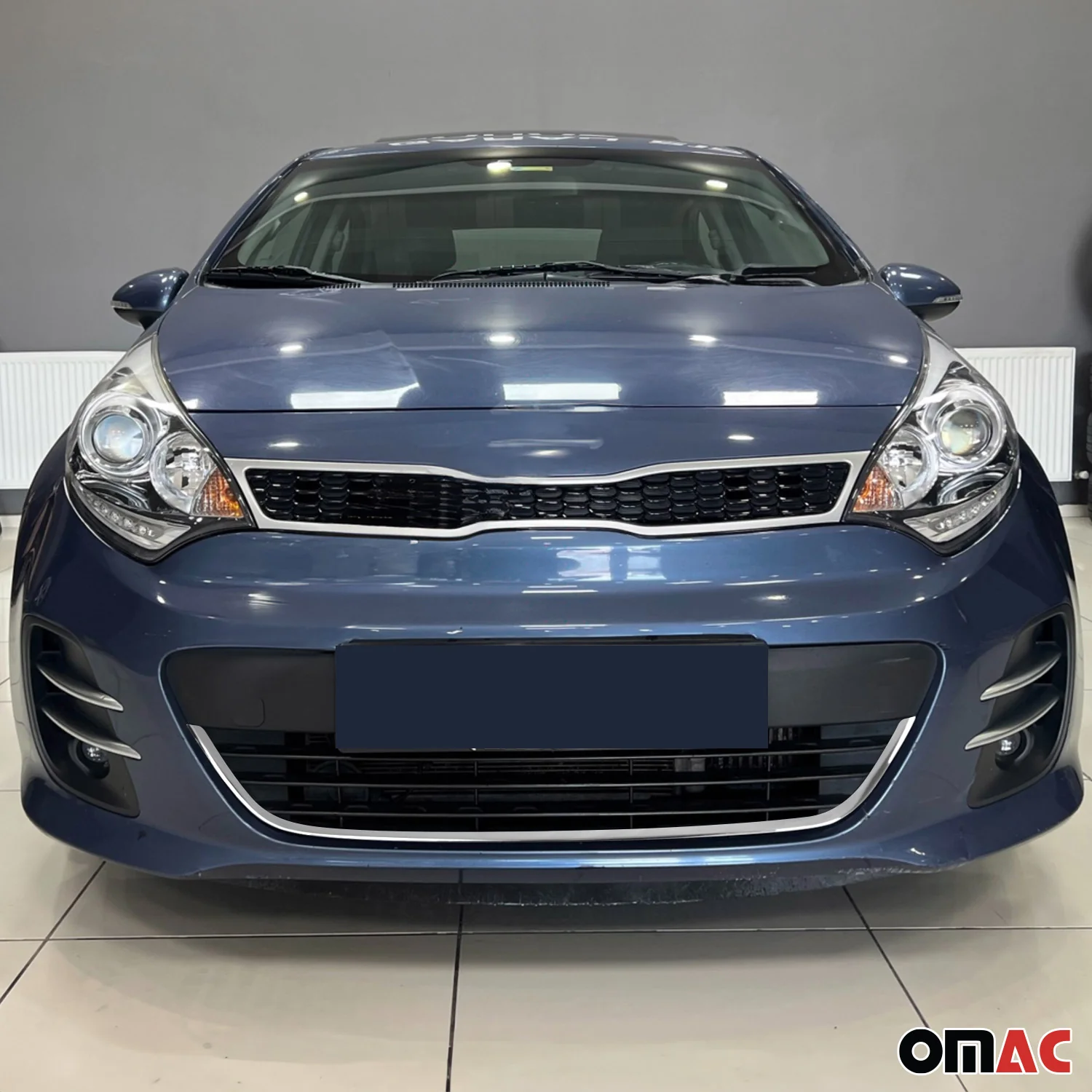 Kühlergrill Leisten Grillleisten für Kia Rio Schrägheck Limo 2011-2017 Chrom - Image 2