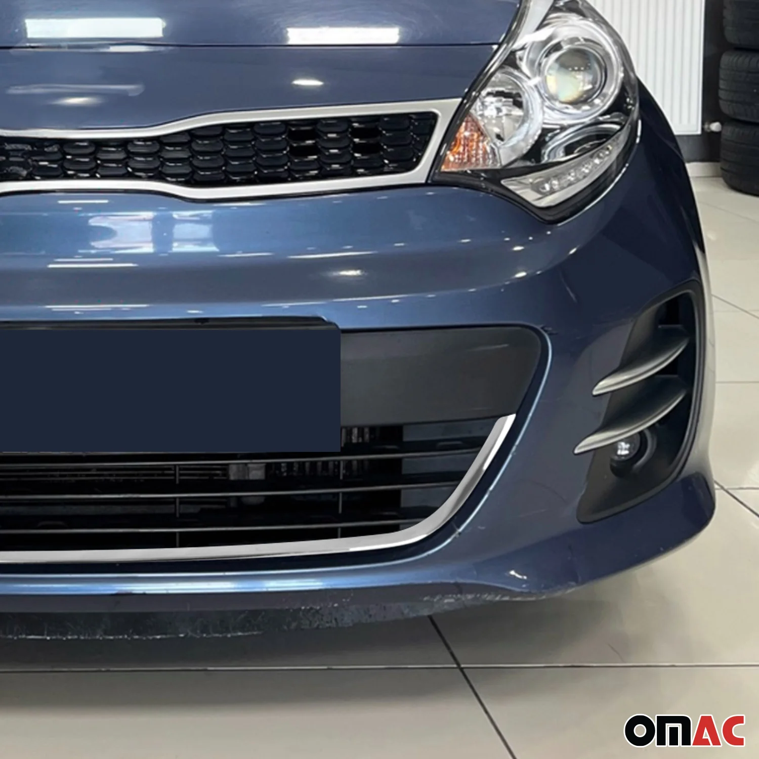 Kühlergrill Leisten Grillleisten für Kia Rio Schrägheck Limo 2011-2017 Chrom - Image 3