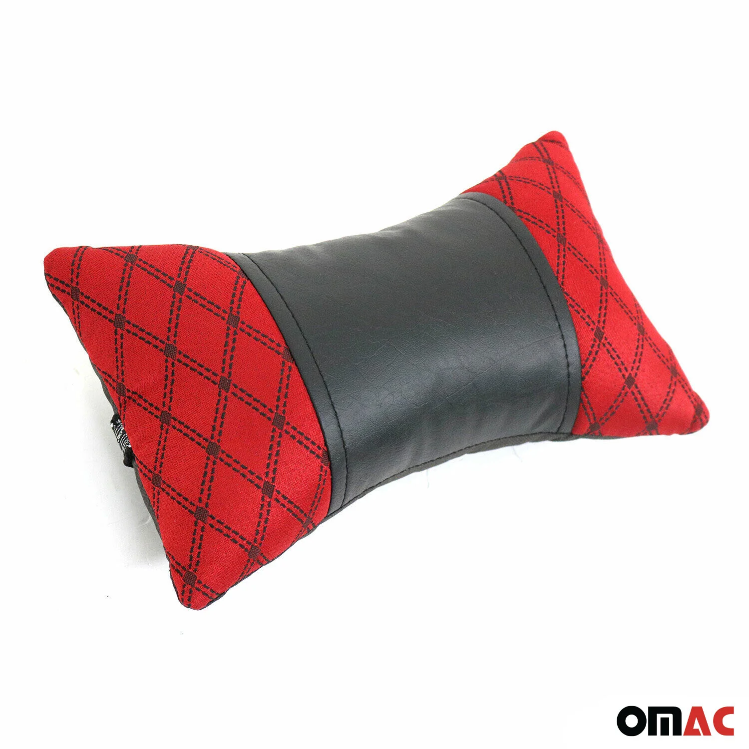 KFZ Auto Kopfstütze Sitzkissen Nackenstütze Textil & Leder Rot Schwarz 8x30 cm - Image 5