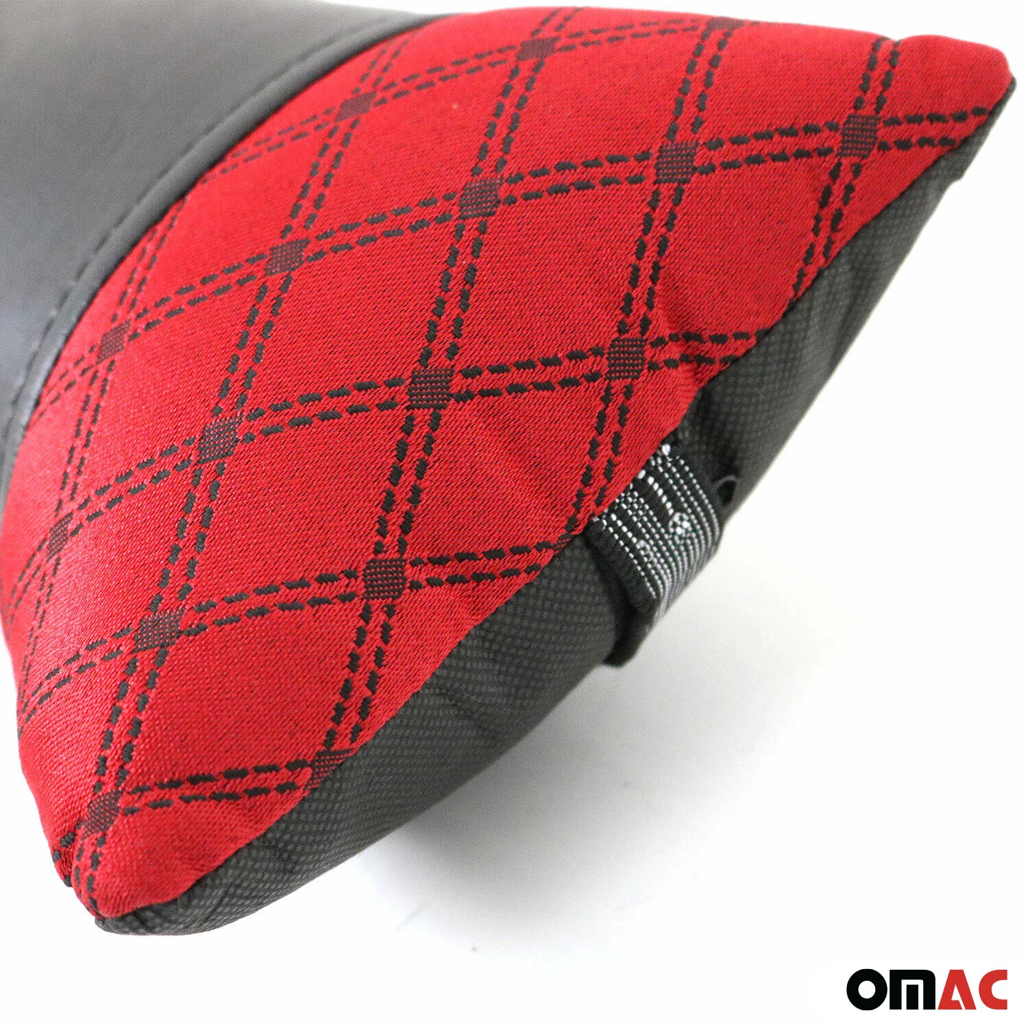 KFZ Auto Kopfstütze Sitzkissen Nackenstütze Textil & Leder Rot Schwarz 8x30 cm - Image 7