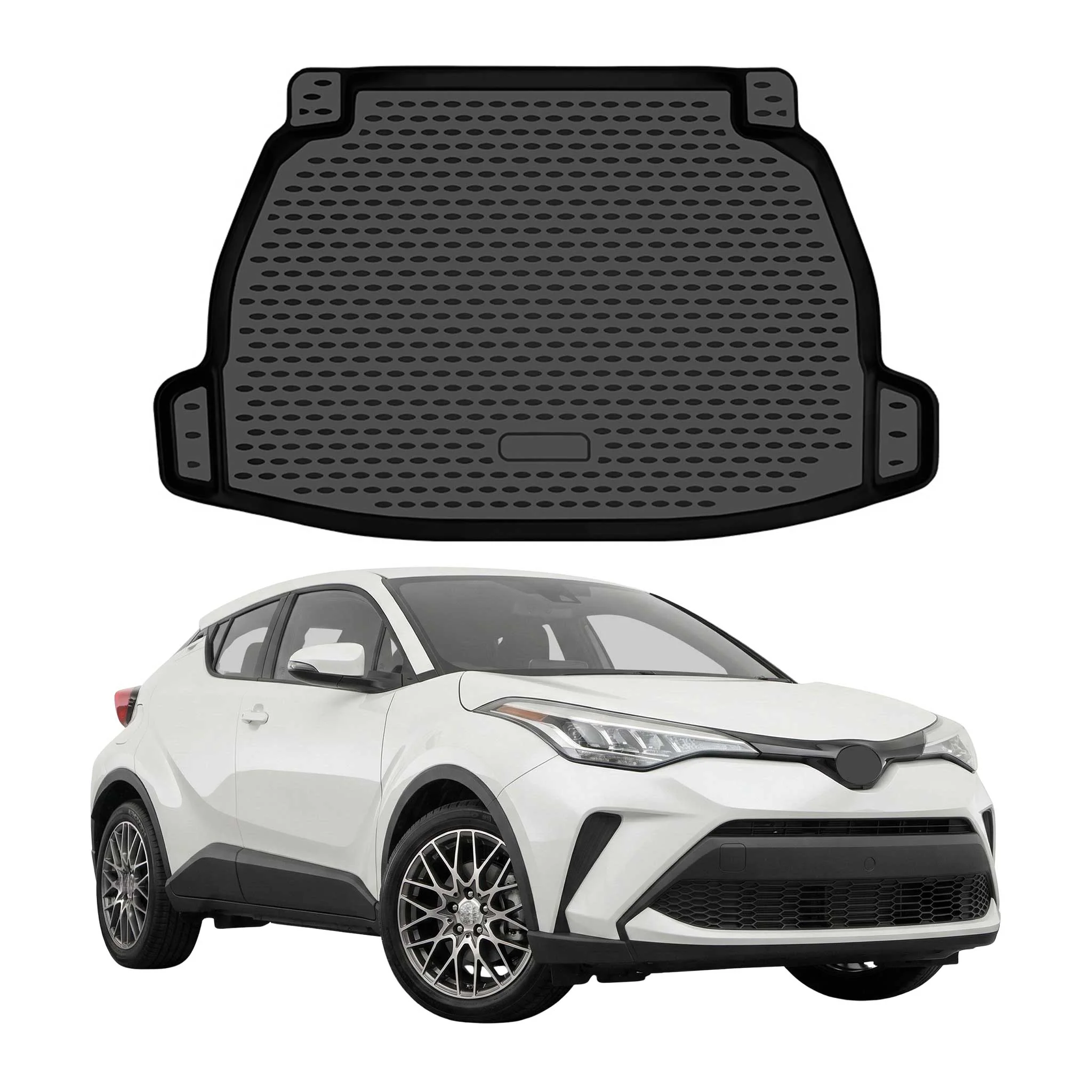 Kofferraummatte Laderaumwanne für Toyota C-HR I 2019-2023 Facelift TPE Schwarz