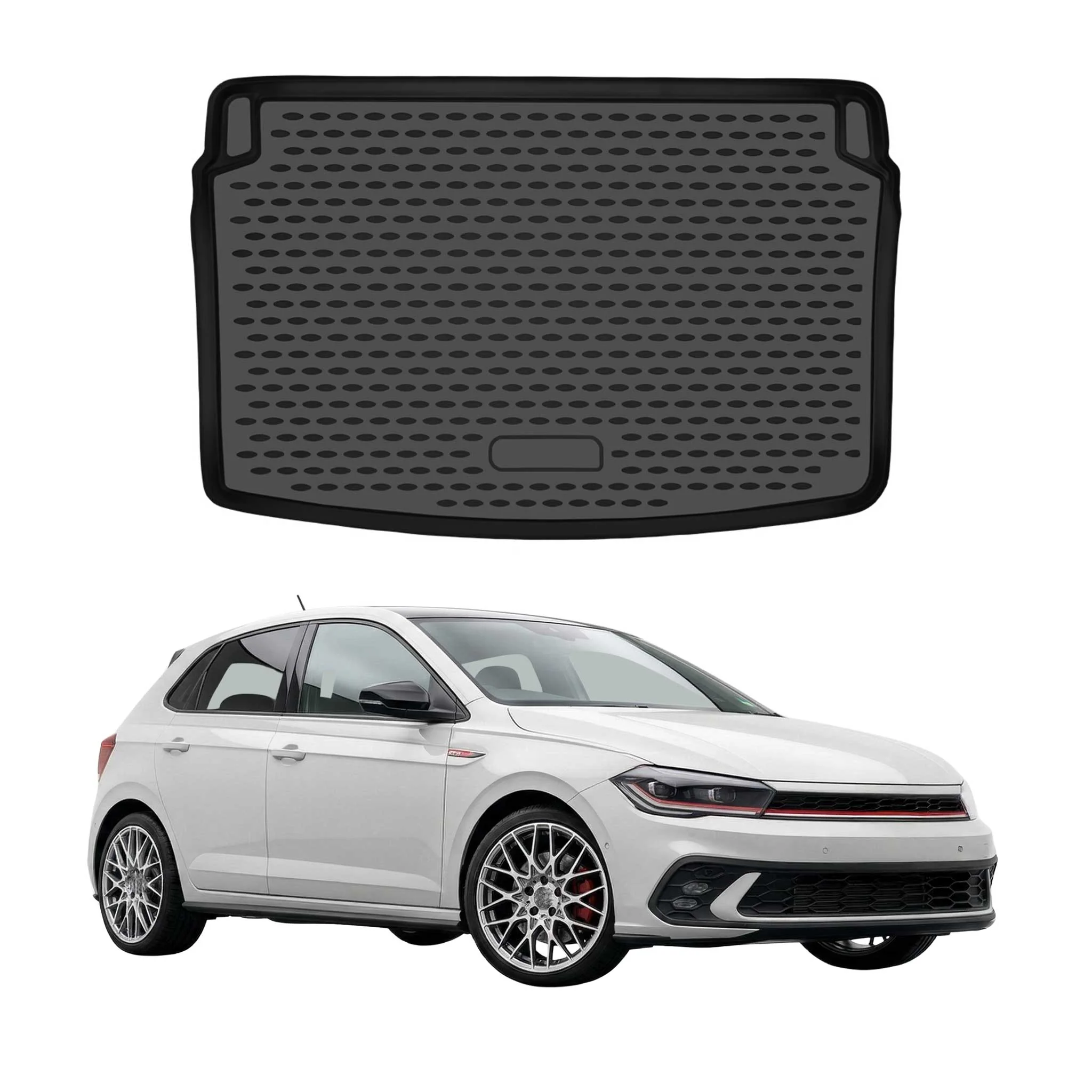 Kofferraummatte Laderaumwanne für VW Polo mk6 GTI 2021-2026 FL obere TPE Schwarz