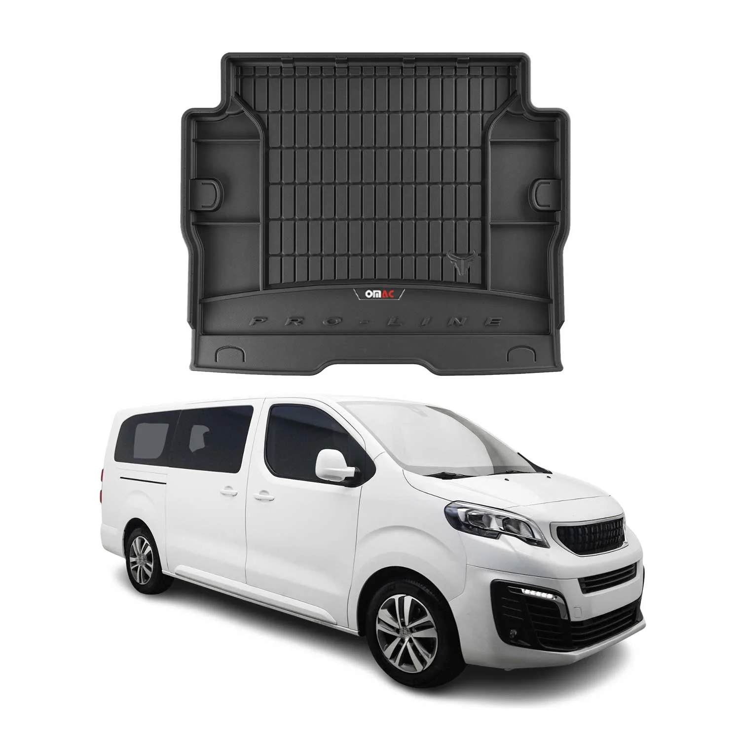 OMAC Gummi Kofferraumwanne für Peugeot Traveller 2016-2026 Langer TPE Schwarz