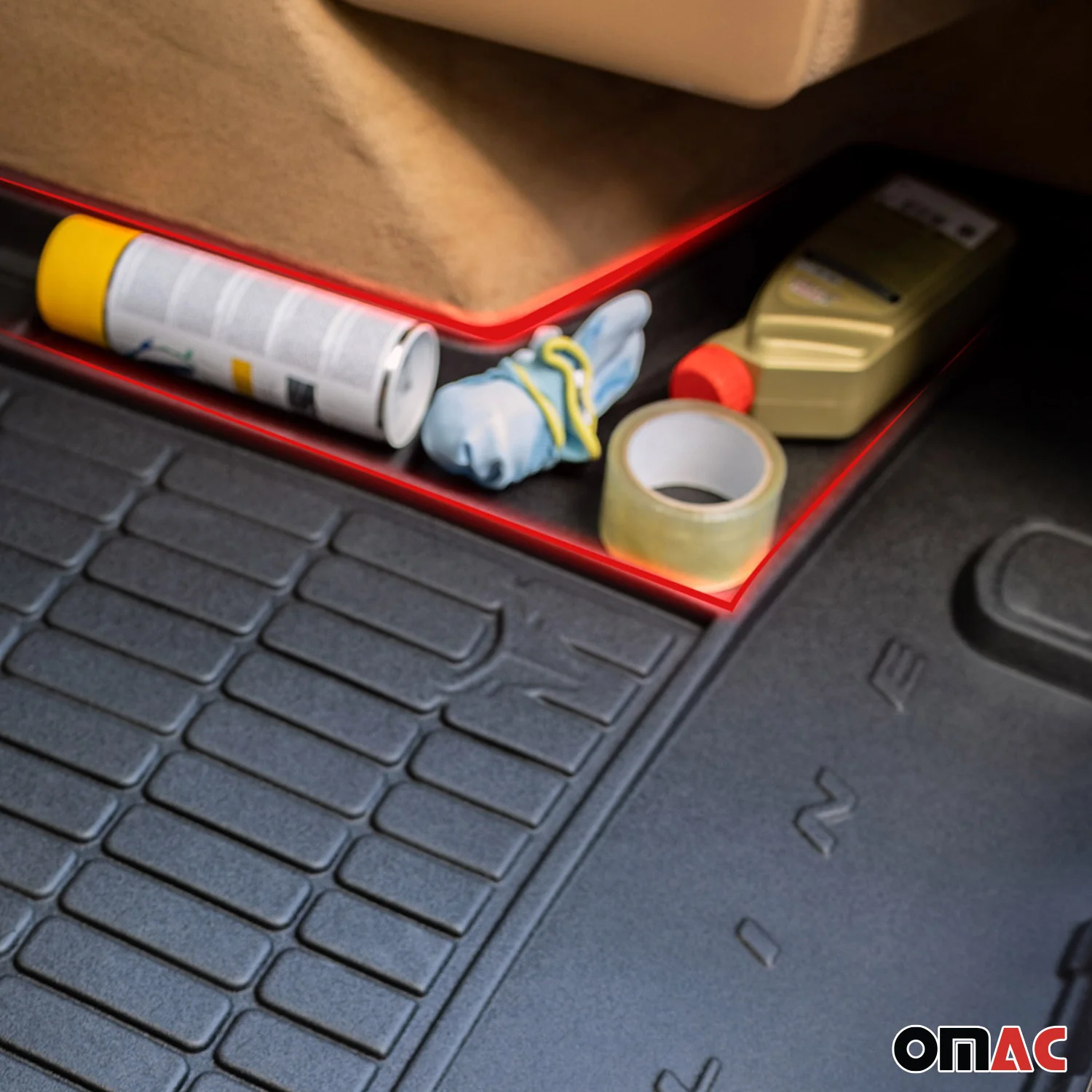 OMAC Gummi Kofferraumwanne für Renault Laguna Grandtour 2007-2015 TPE Schwarz - Image 3