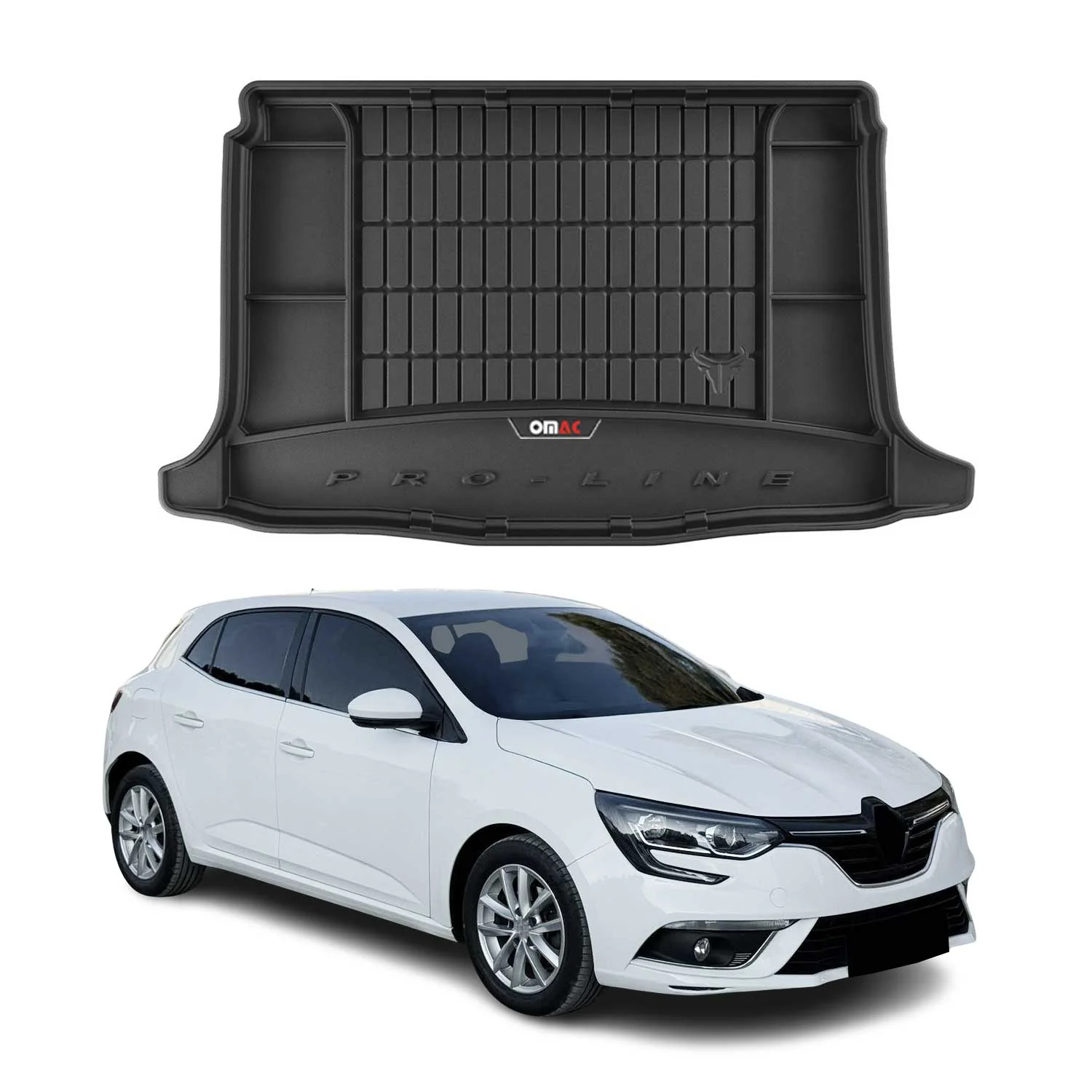 OMAC Gummi Kofferraumwanne für Renault Megane Schrägheck 2016-2022 TPE Schwarz