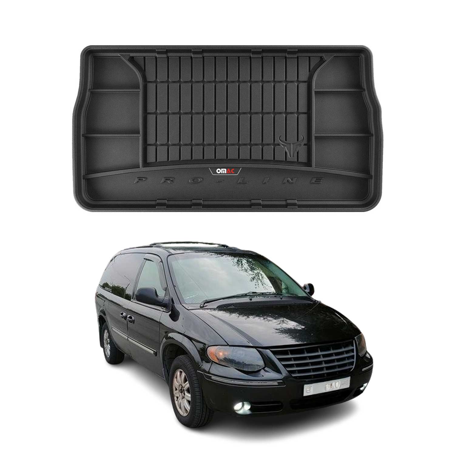 OMAC Gummi Kofferraumwanne für Chrysler Town & Country 2005-2015 3D TPE Schwarz