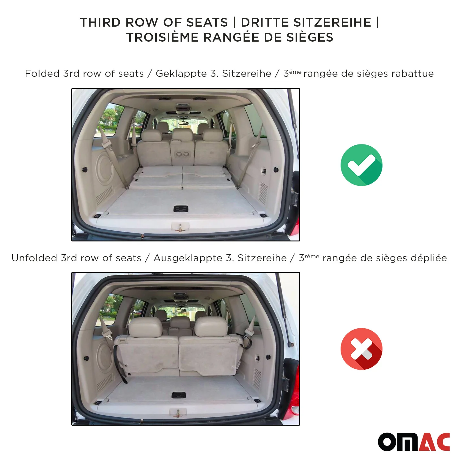 OMAC Gummi Kofferraumwanne für Ford S-Max 2015-2024 7-sitz Klappbare 3.Reihe - Image 4