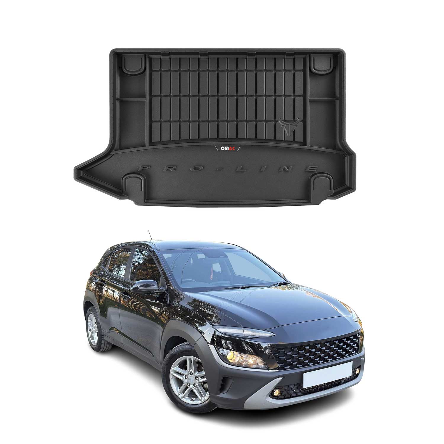OMAC Gummi Kofferraumwanne für Hyundai Kona I 2018-23 TPE Laderaumwanne Schwarz