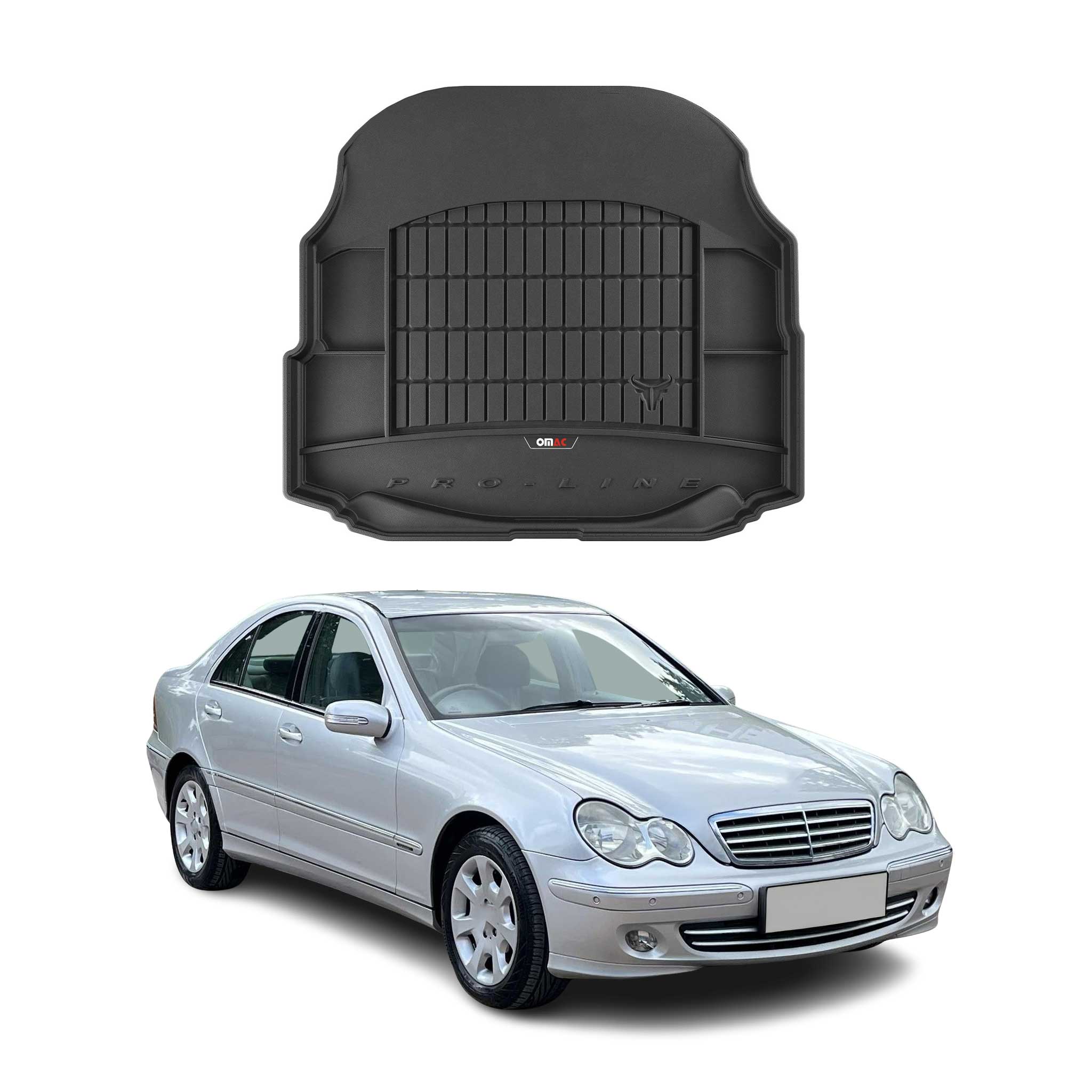 OMAC Gummi Kofferraumwanne für Mercedes C Klasse W203 2000-2006 TPE Schwarz