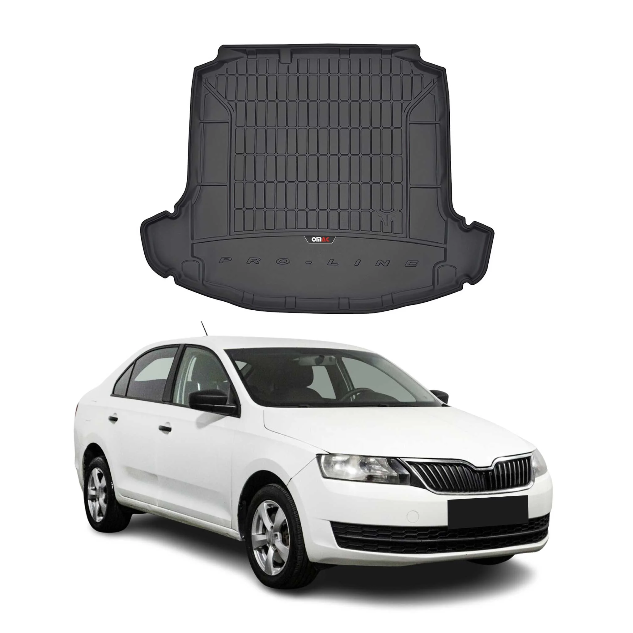 OMAC Gummi Kofferraumwanne für Skoda Rapid Limo 2012-2019 mit seitlicher Ablage