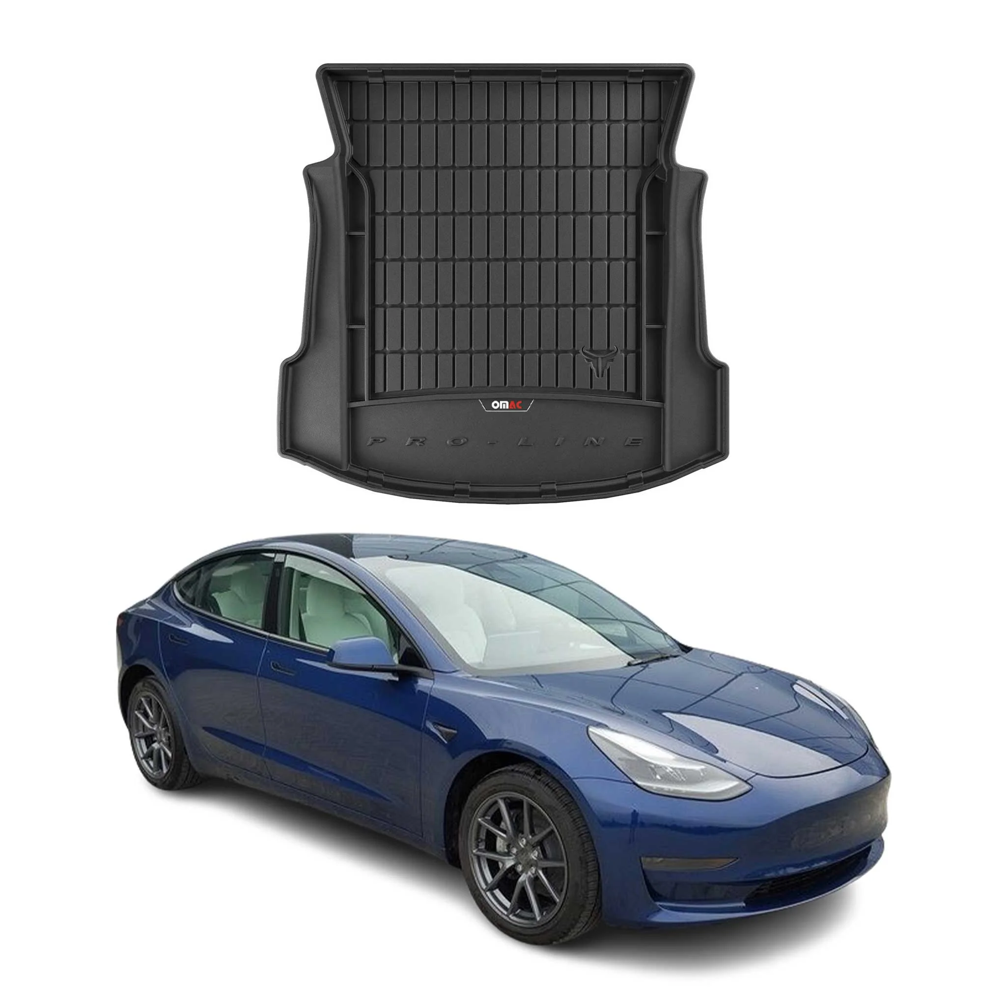 OMAC Gummi Kofferraumwanne für Tesla Model 3 2017-2026 TPE Laderaumwanne Schwarz