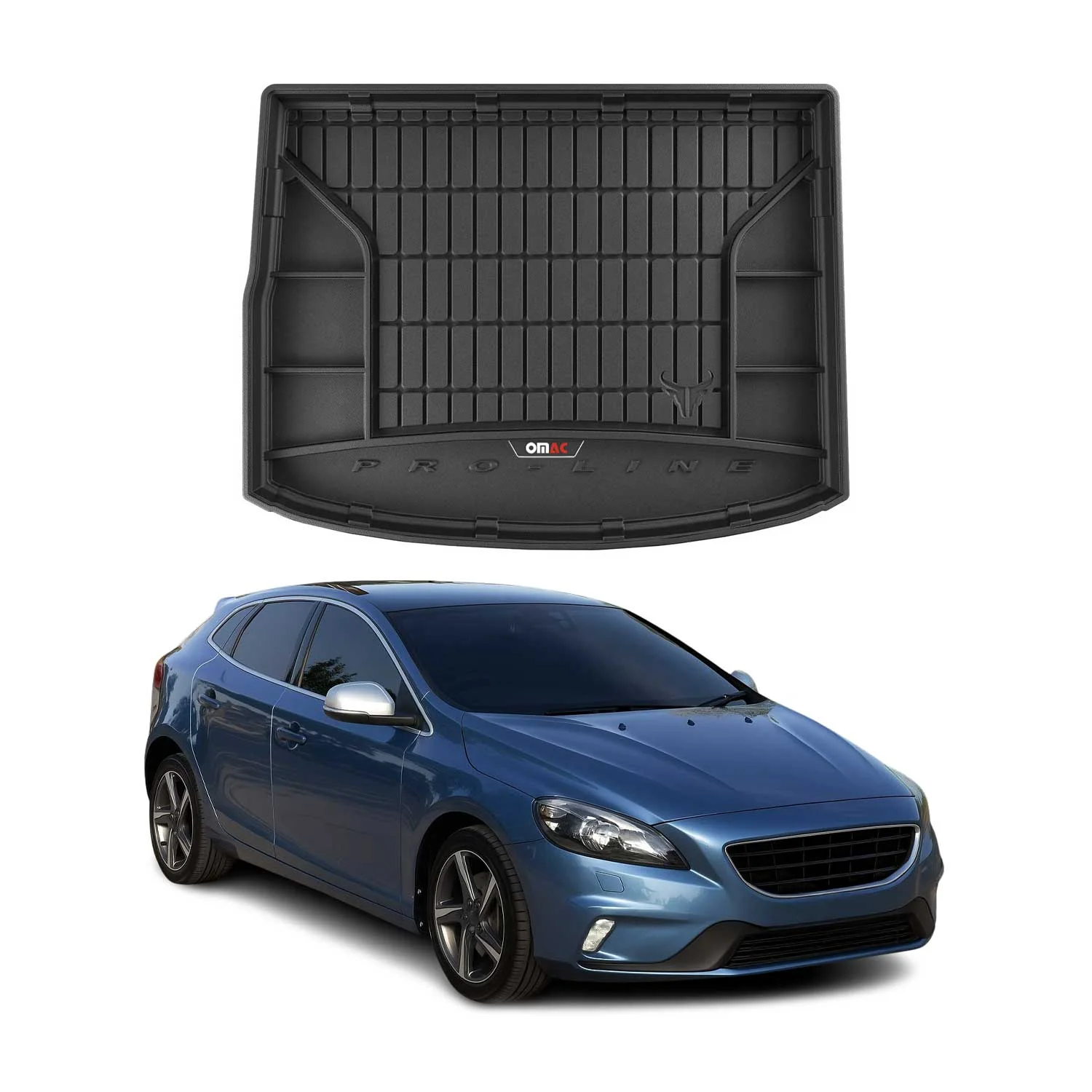 OMAC Gummi Kofferraumwanne für Volvo V40 2012-2019 TPE Laderaumwanne Schwarz