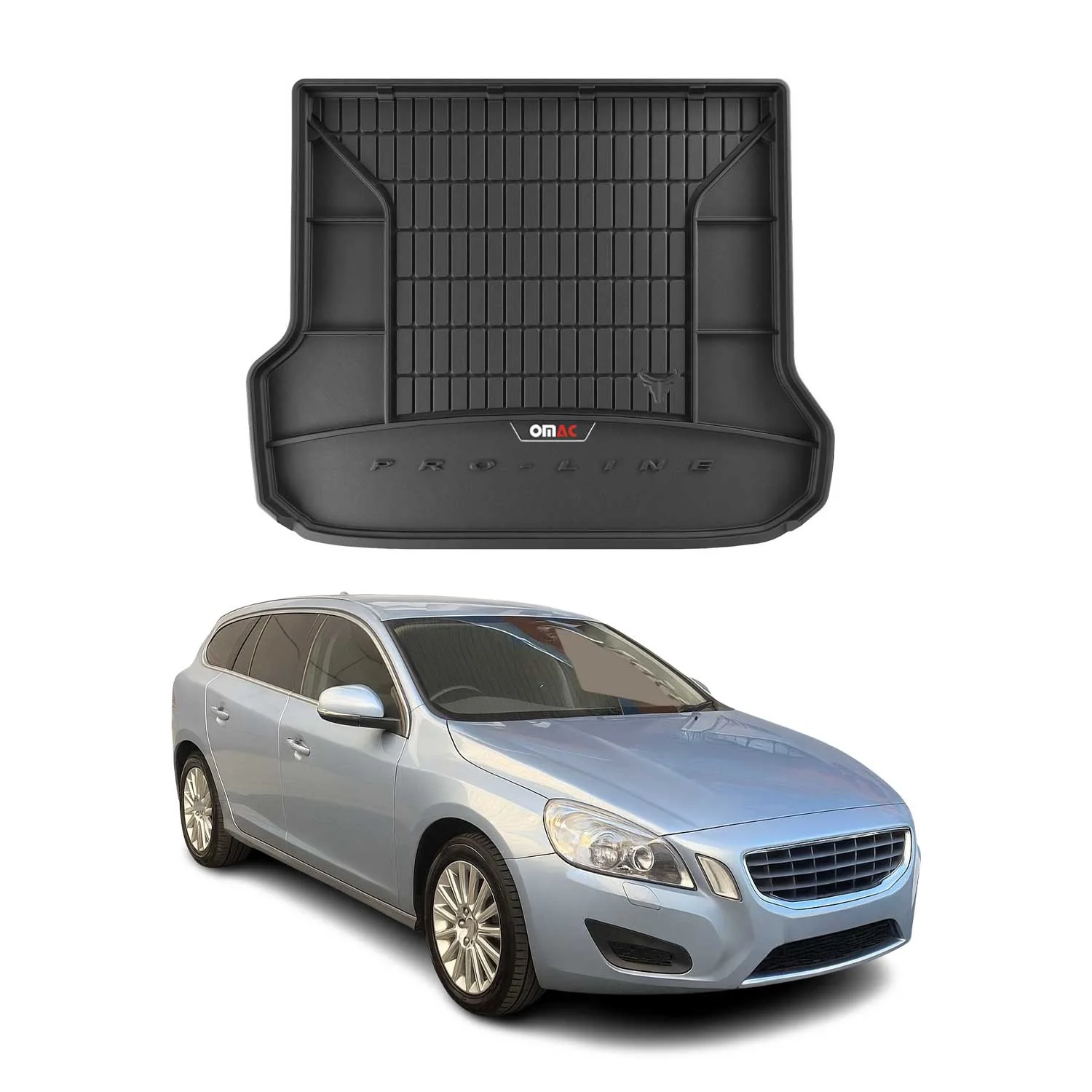 OMAC Gummi Kofferraumwanne für Volvo V70 2007-2016 TPE Laderaumwanne Schwarz