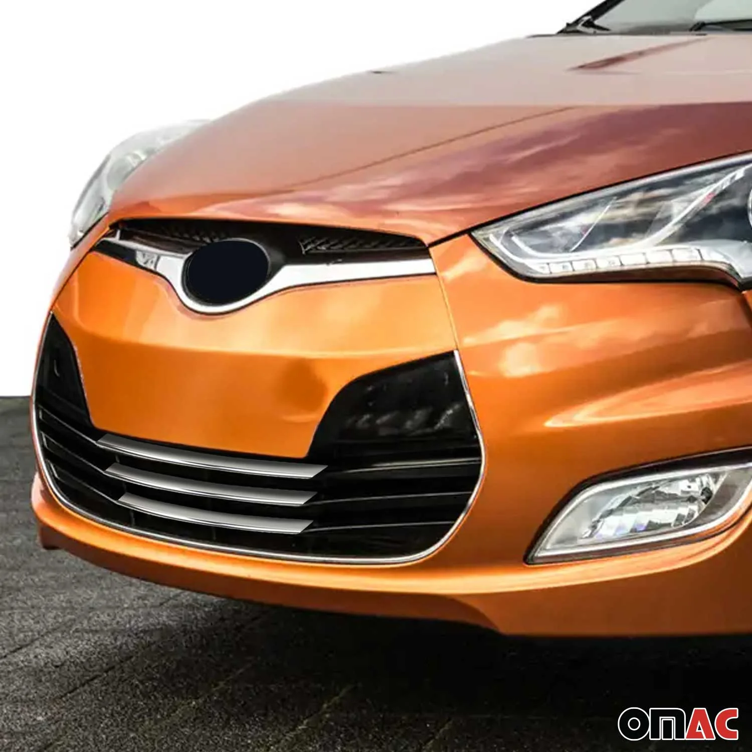 Kühlergrill Leisten Grillleisten für Hyundai Veloster 2011-17 Edelstahl Chrom 3x - Image 2